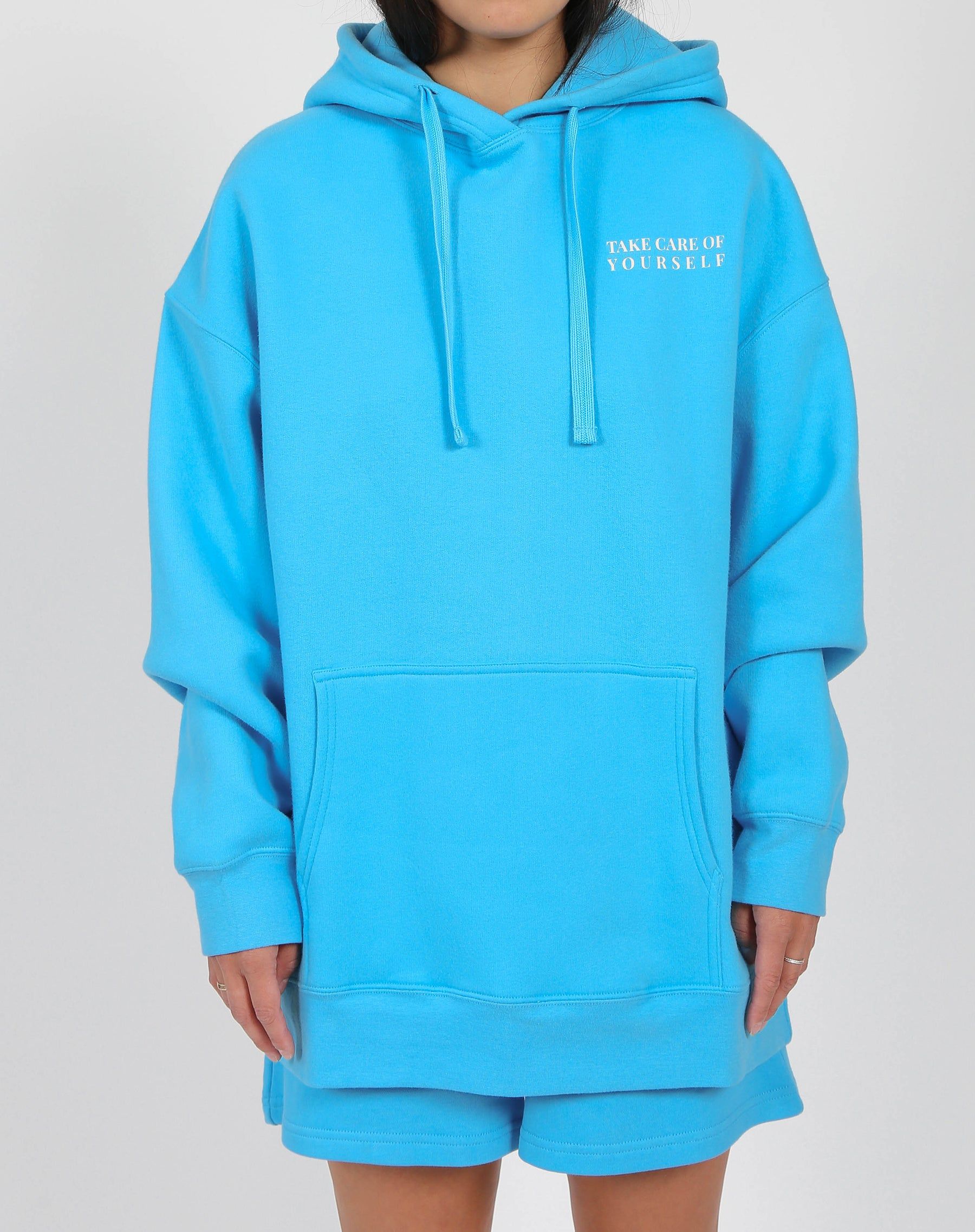 The "TAKE CARE OF EACH OTHER" Big Sister Hoodie | Mediterranean Blue sold by Brunette The Label product image thumbnail 3