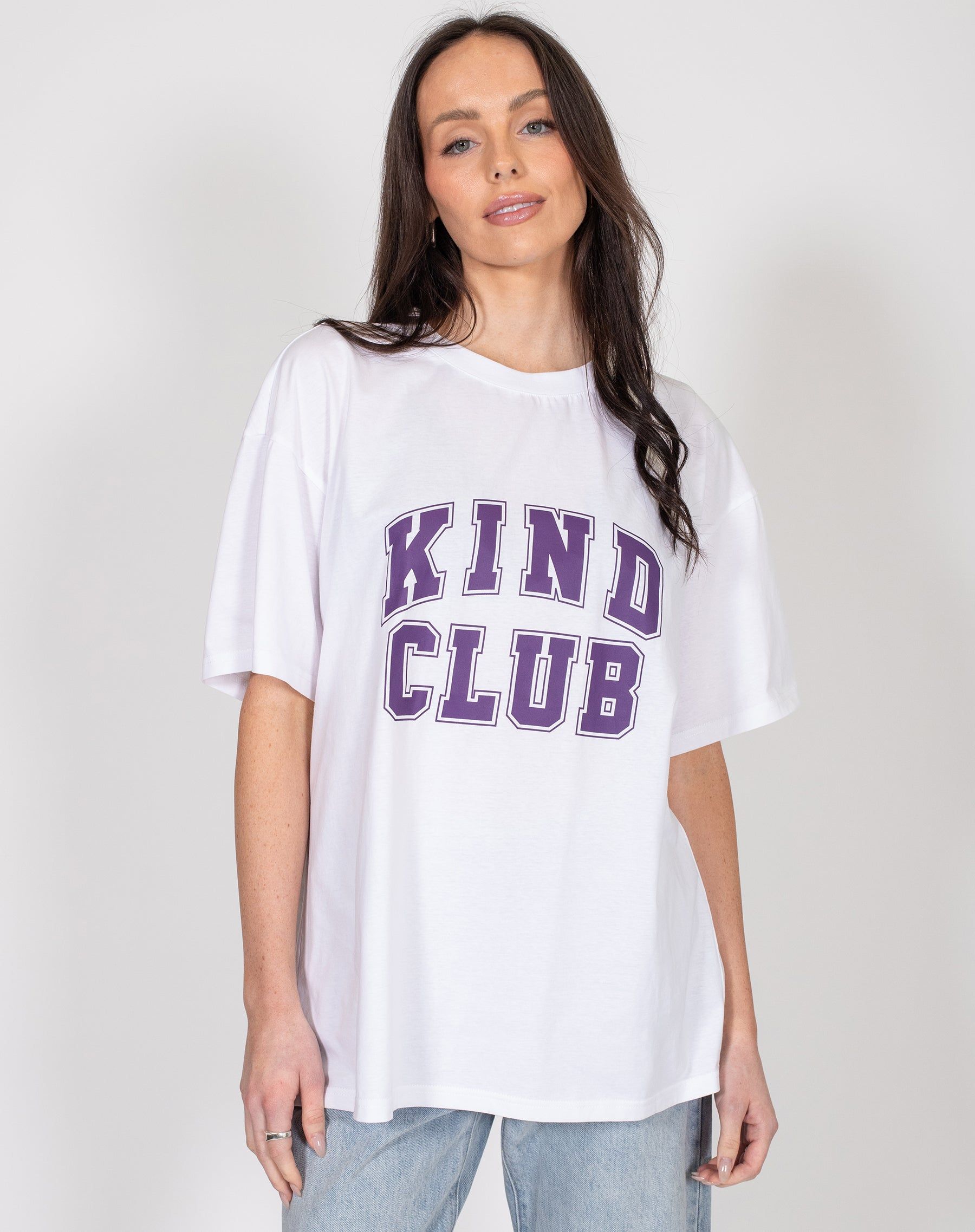 The "KIND CLUB" Oversized Boxy Tee | White sold by Brunette The Label