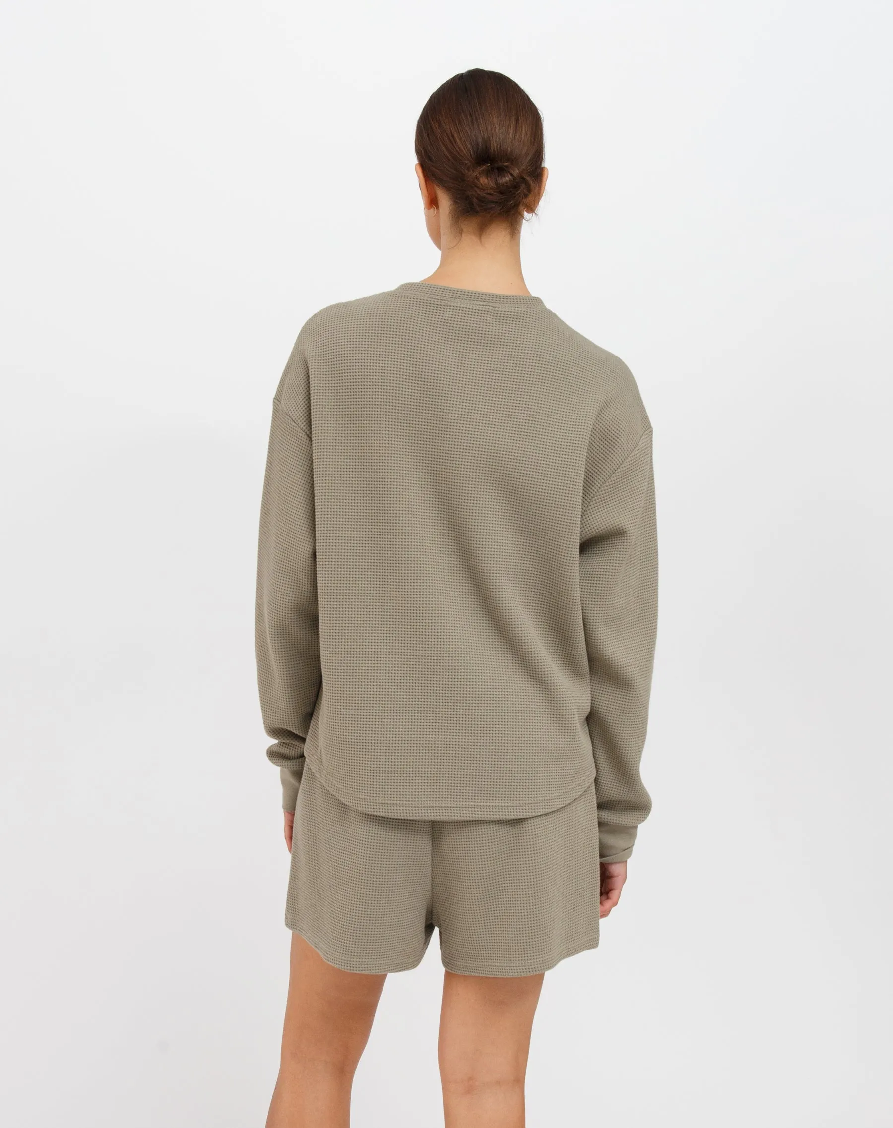 Waffle Henley | Olive sold by Brunette The Label product image thumbnail 3