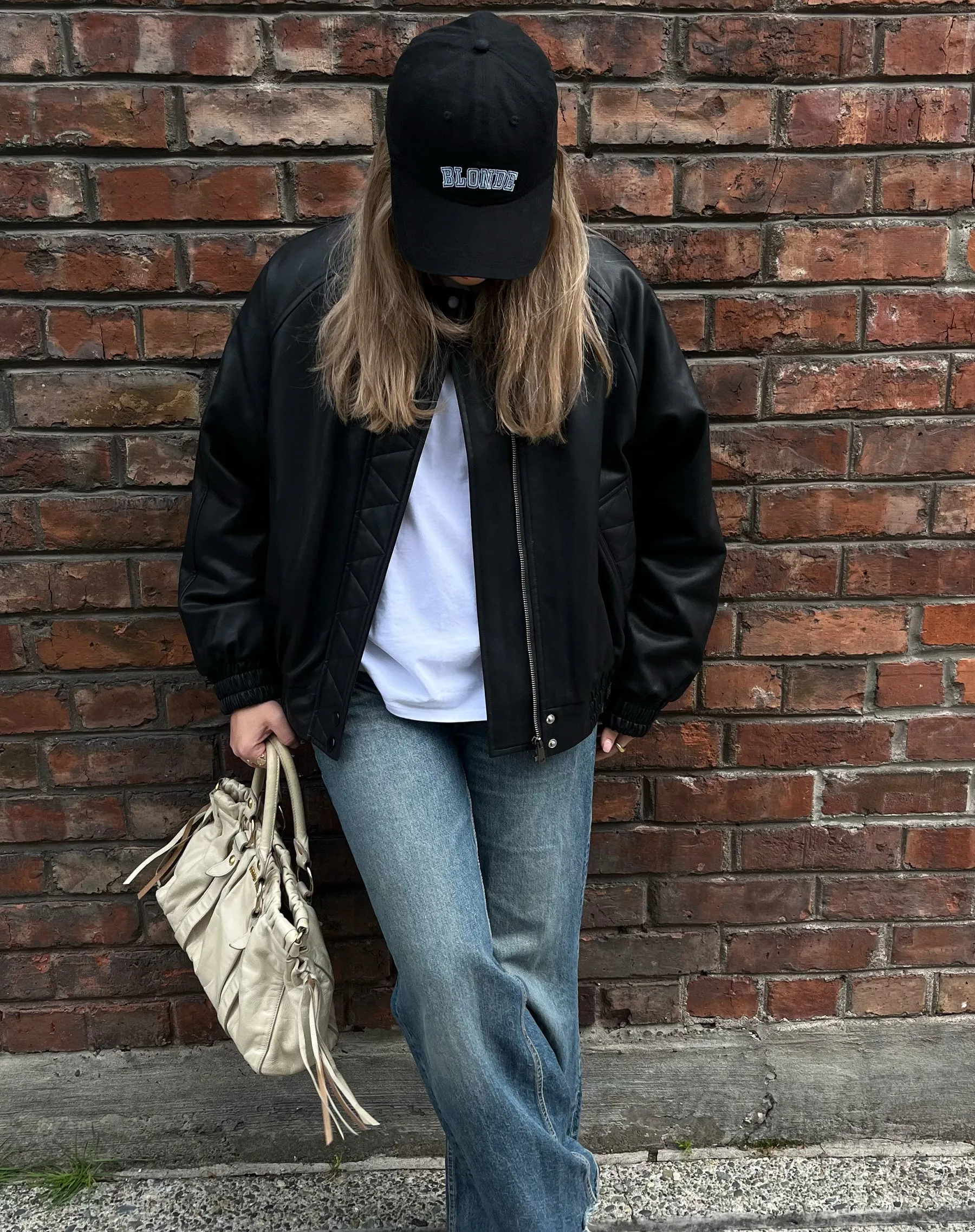 Amelia Vegan Leather Bomber | Black sold by Brunette The Label product image thumbnail 3