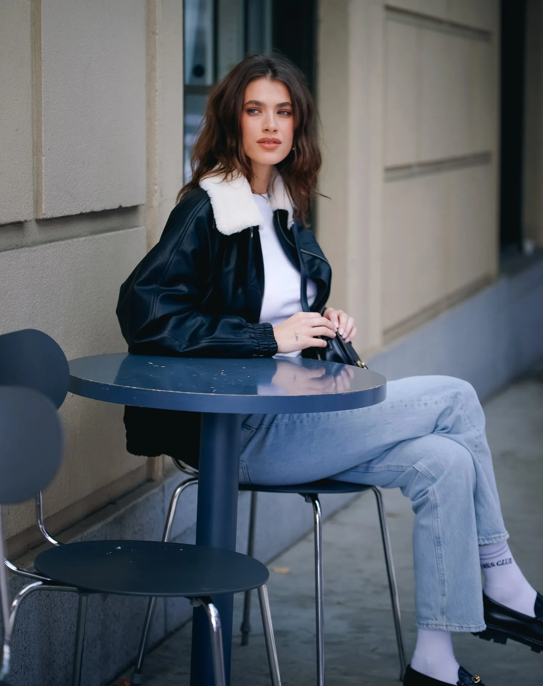 Amelia Vegan Leather Bomber | Black sold by Brunette The Label product image thumbnail 5