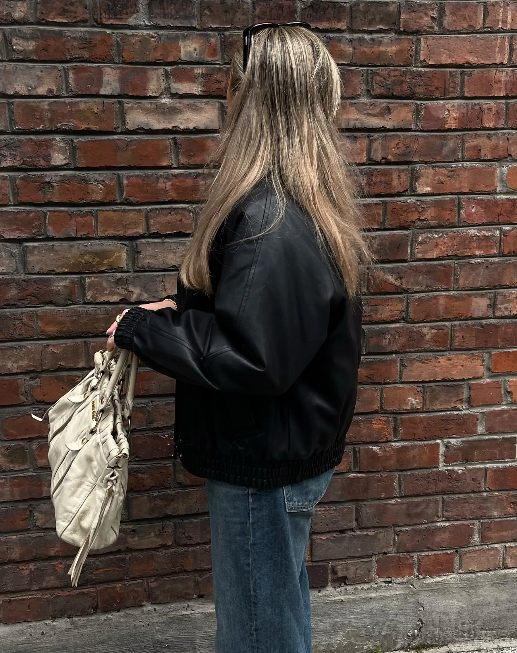 Amelia Vegan Leather Bomber | Black sold by Brunette The Label product image thumbnail 2