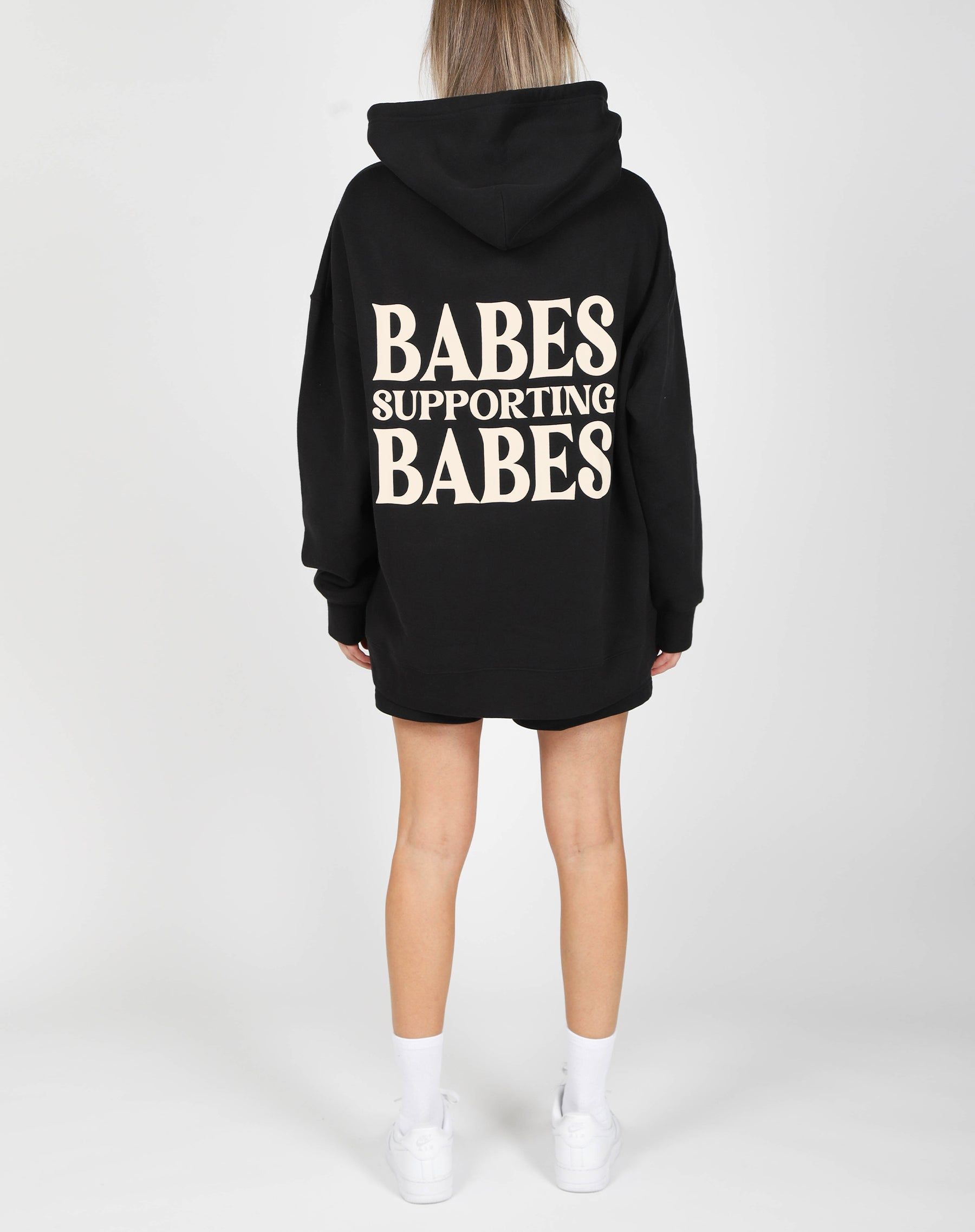 The "BABES SUPPORTING BABES" Big Sister Hoodie | True Black sold by Brunette The Label product image thumbnail 3