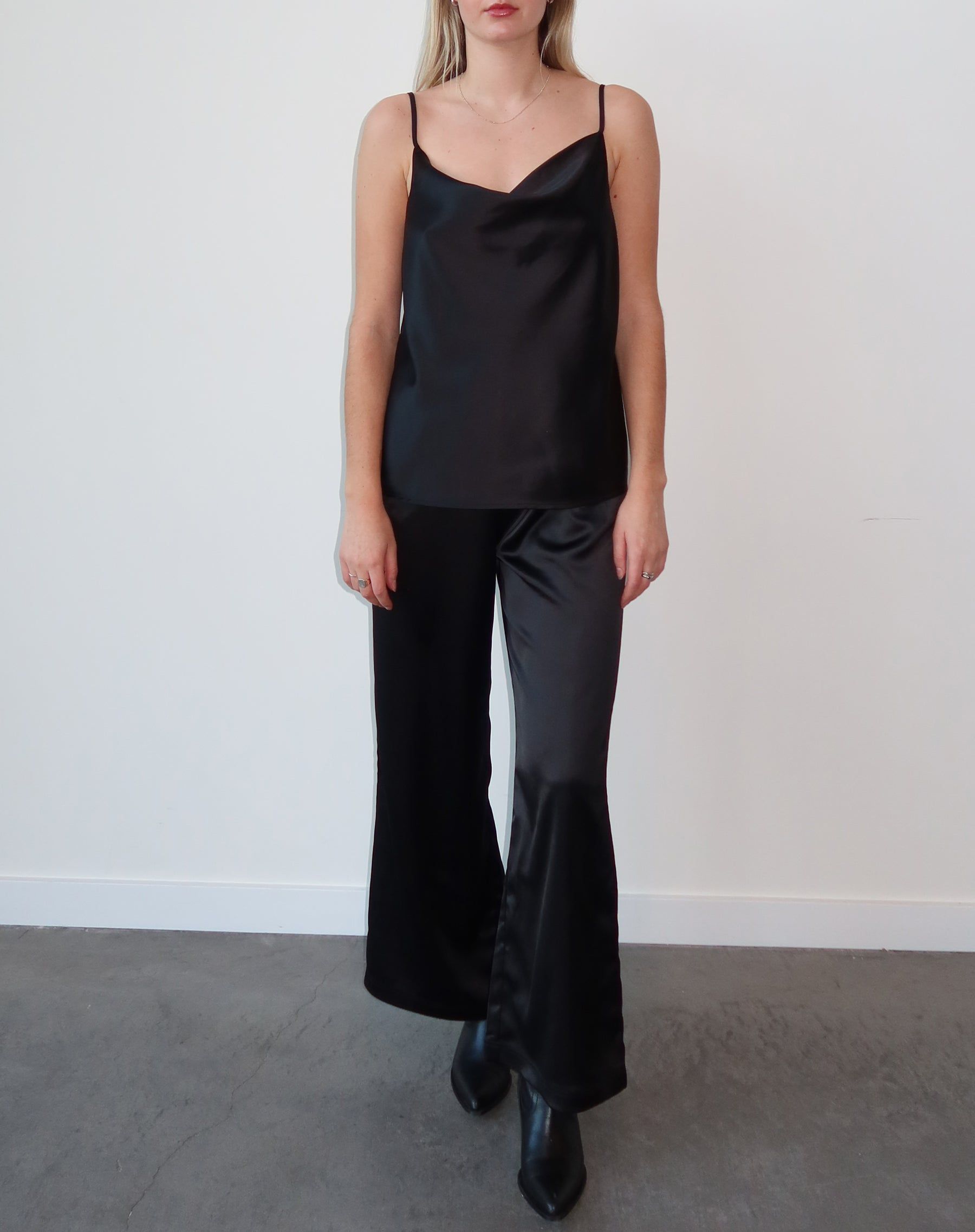 'Carrie' Satin Camisole in Black | Holt Renfrew Pop Up sold by Brunette The Label product image thumbnail 2