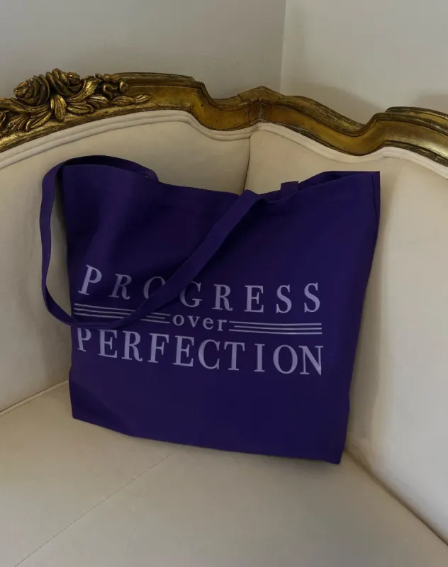 The "PROGRESS OVER PERFECTION" Tote Bag | Ultraviolet made by Brunette The Label