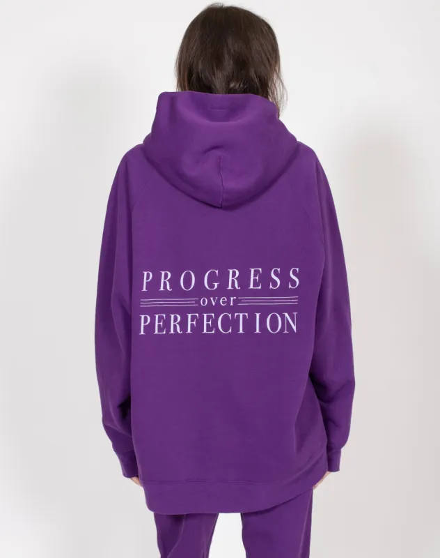 The "PROGRESS OVER PERFECTION" Big Sister Hoodie | Ultraviolet sold by Brunette The Label