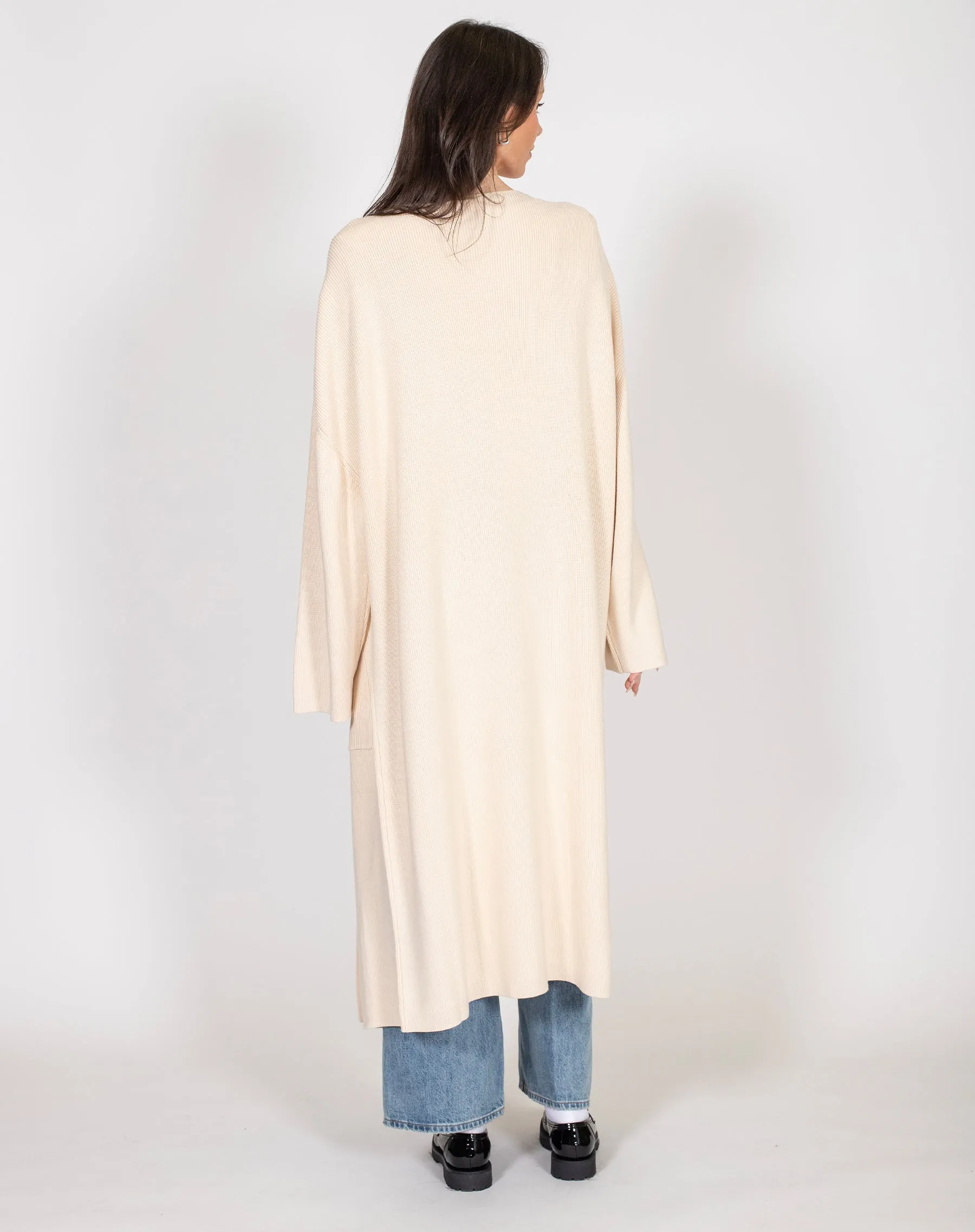 The 'Matilda' Ribbed Knit Maxi Cardigan | Cream sold by Brunette The Label product image thumbnail 5