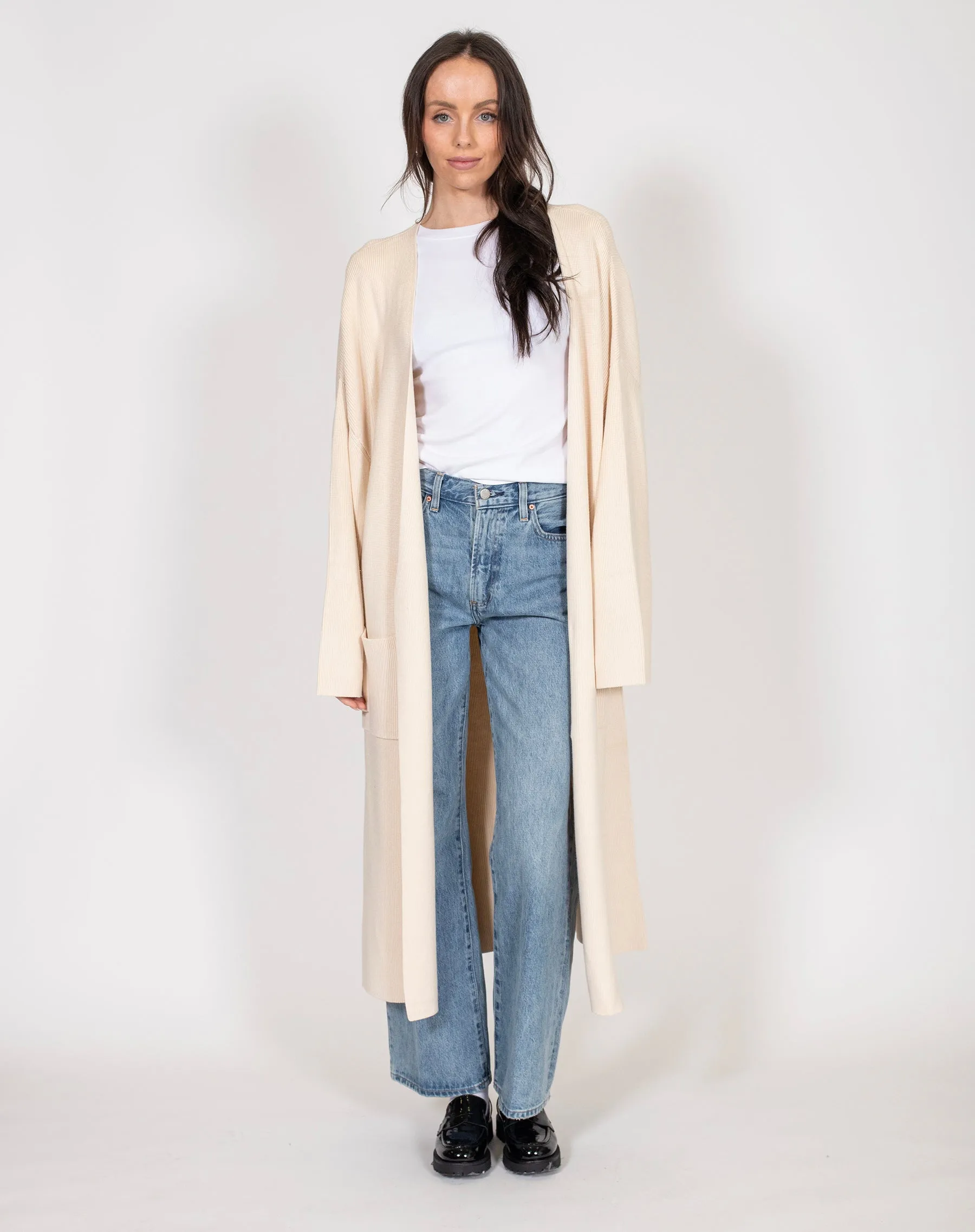 The 'Matilda' Ribbed Knit Maxi Cardigan | Cream sold by Brunette The Label product image thumbnail 3