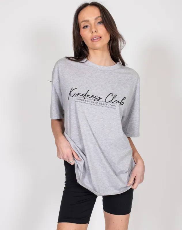 The "KINDNESS CLUB" Oversized Boxy Tee | Pebble Grey sold by Brunette The Label