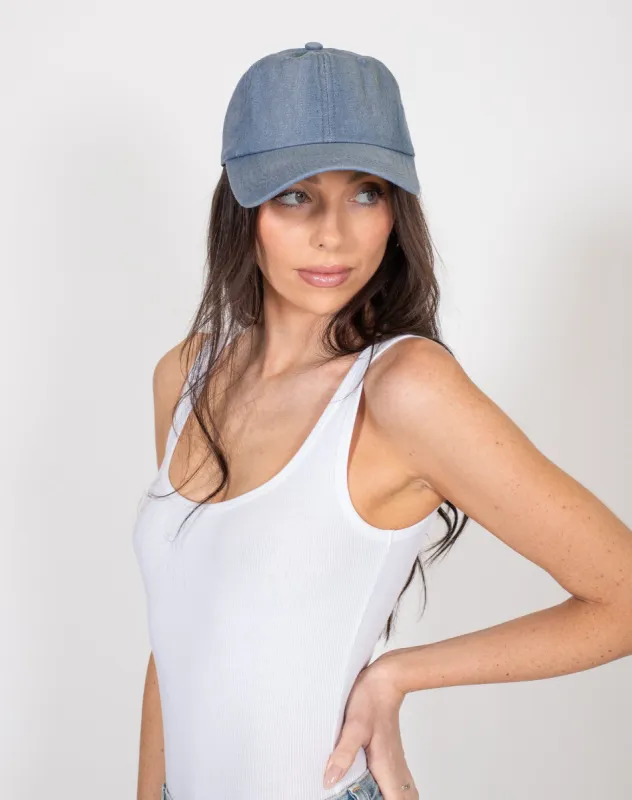 Denim Cap | Light Denim sold by Brunette The Label