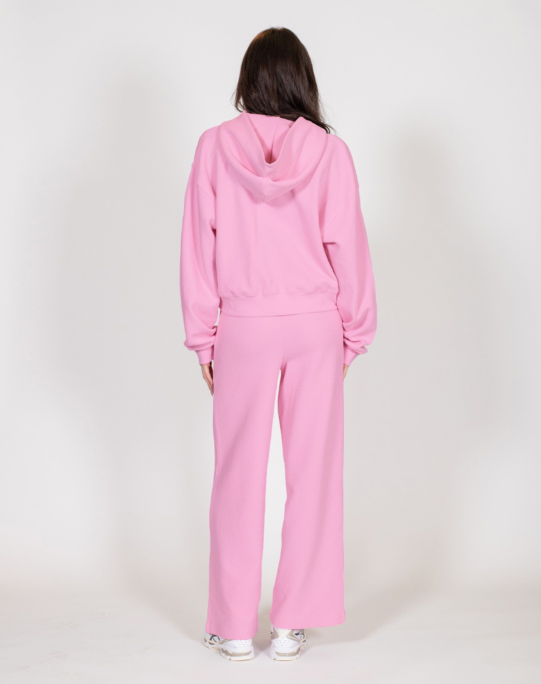 Waffle Knit Full Zip Middle Sister Hoodie | Bubble Gum sold by Brunette The Label product image thumbnail 4