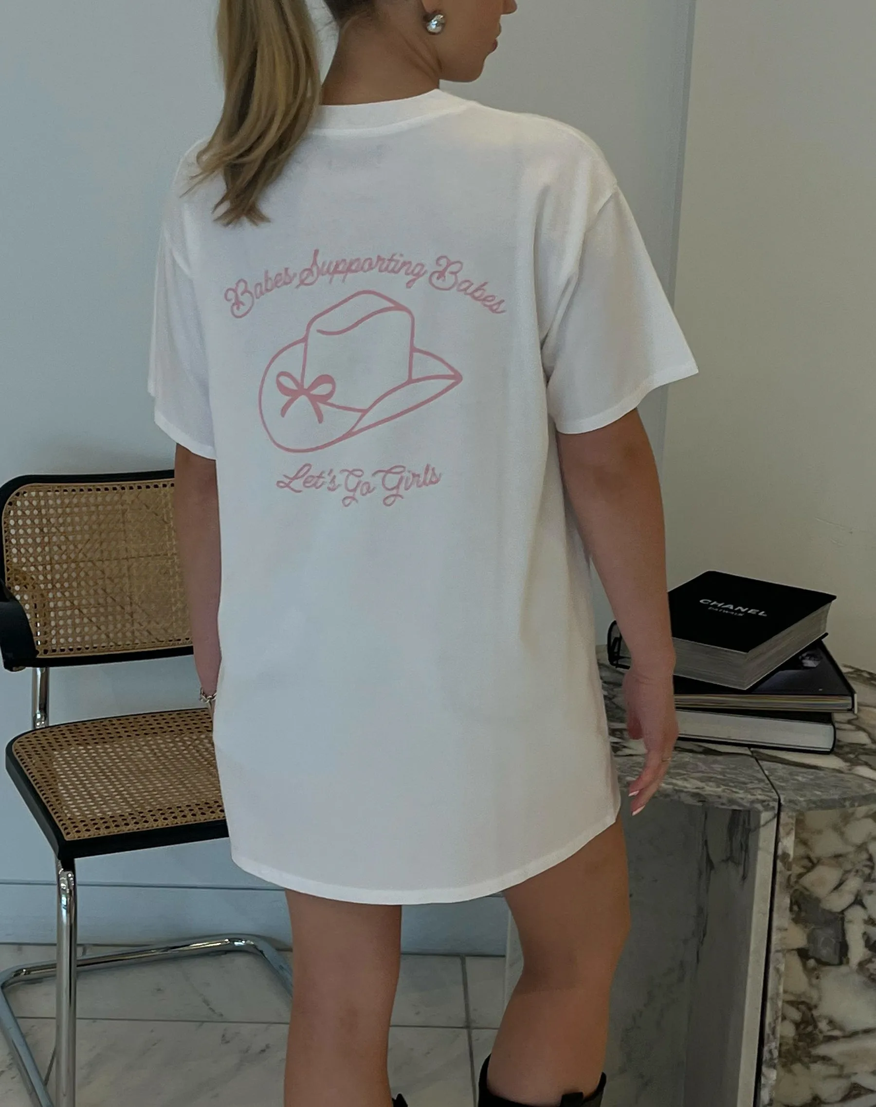 "Let's Go Girls" XL Oversized Boxy Tee | White sold by Brunette The Label