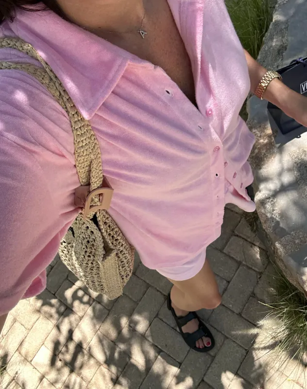 The Terry Cloth Button Up Shirt | Rosé sold by Brunette The Label