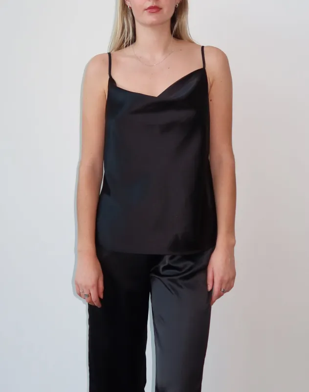 The 'Carrie' Satin Camisole | Black sold by Brunette The Label