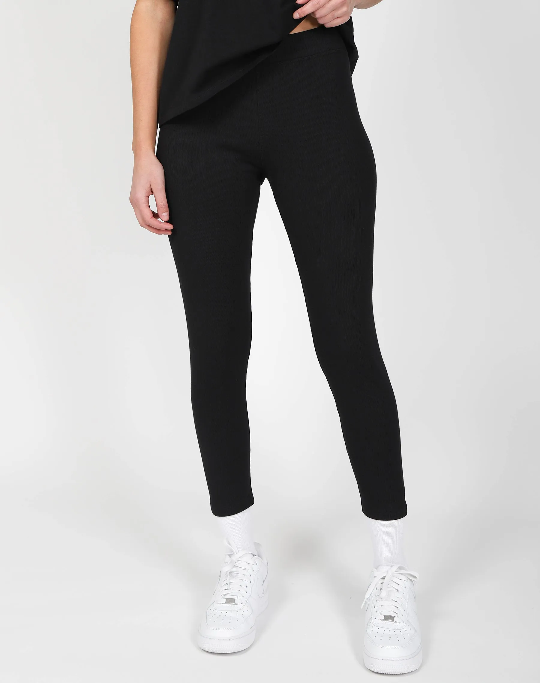 The Ribbed Leggings | Black sold by Brunette The Label