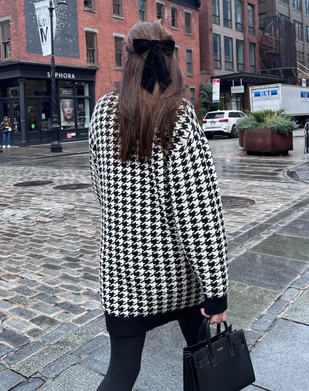 The Houndstooth Oversized Knit Cardigan | Houndstooth sold by Brunette The Label