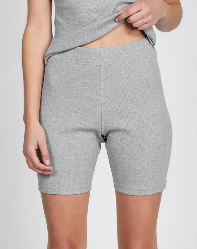 The Ribbed Biker Short | Classic Grey sold by Brunette The Label