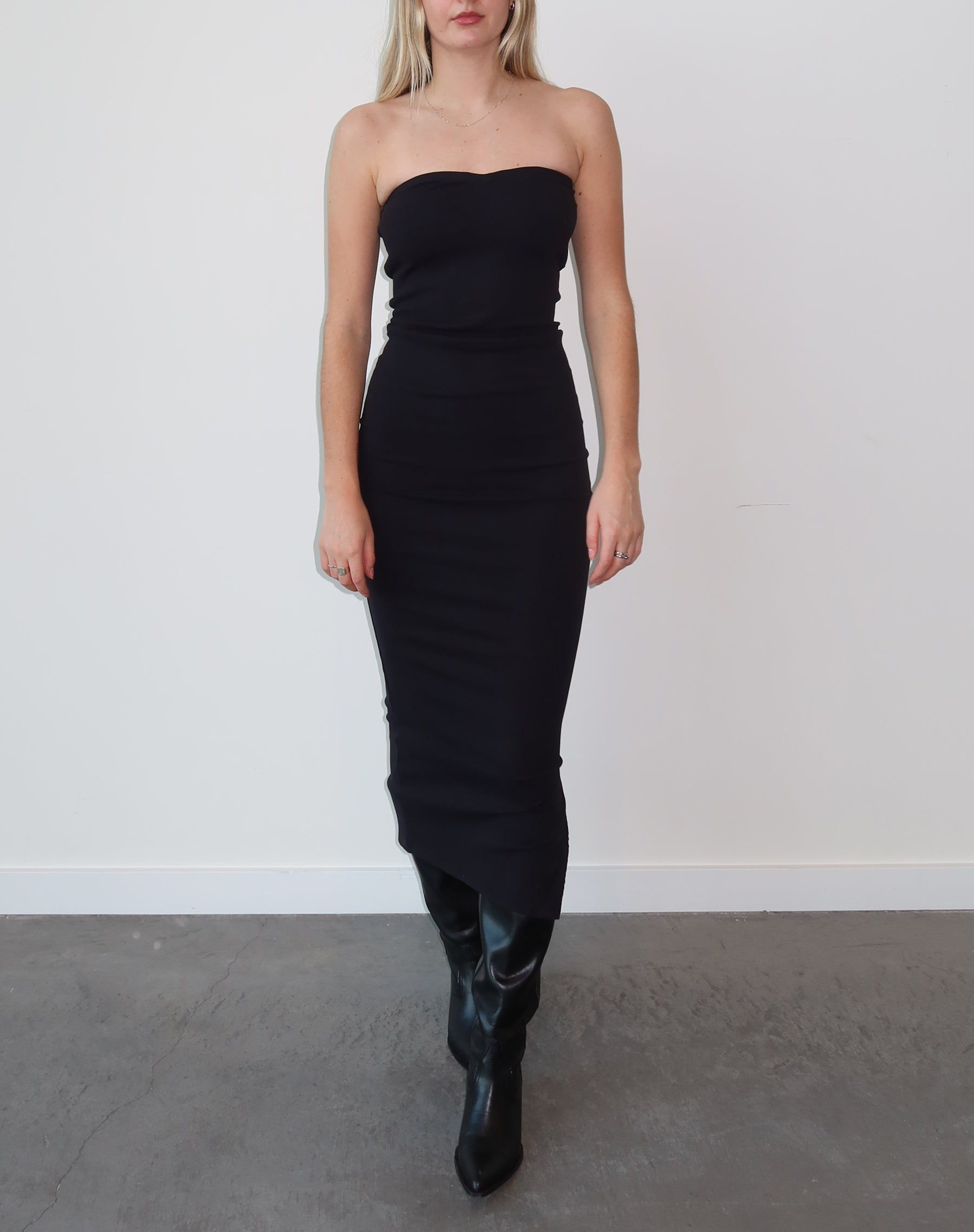 Ribbed Tube Maxi Dress | Black sold by Brunette The Label