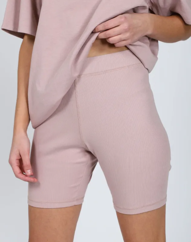 The Ribbed Biker Short | Pink Smoke sold by Brunette The Label