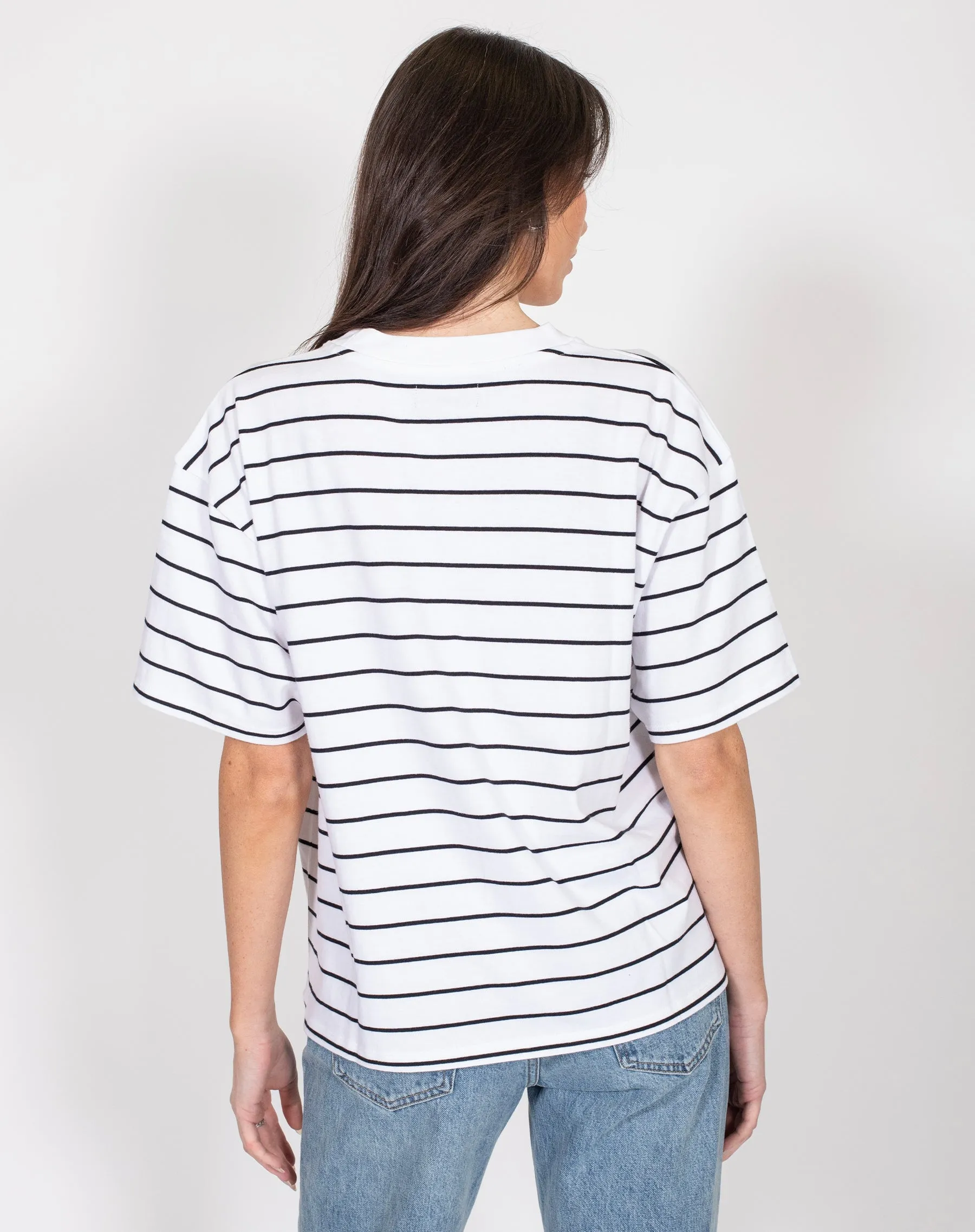 The Boxy Crew Neck Tee | Black Stripe sold by Brunette The Label product image thumbnail 3