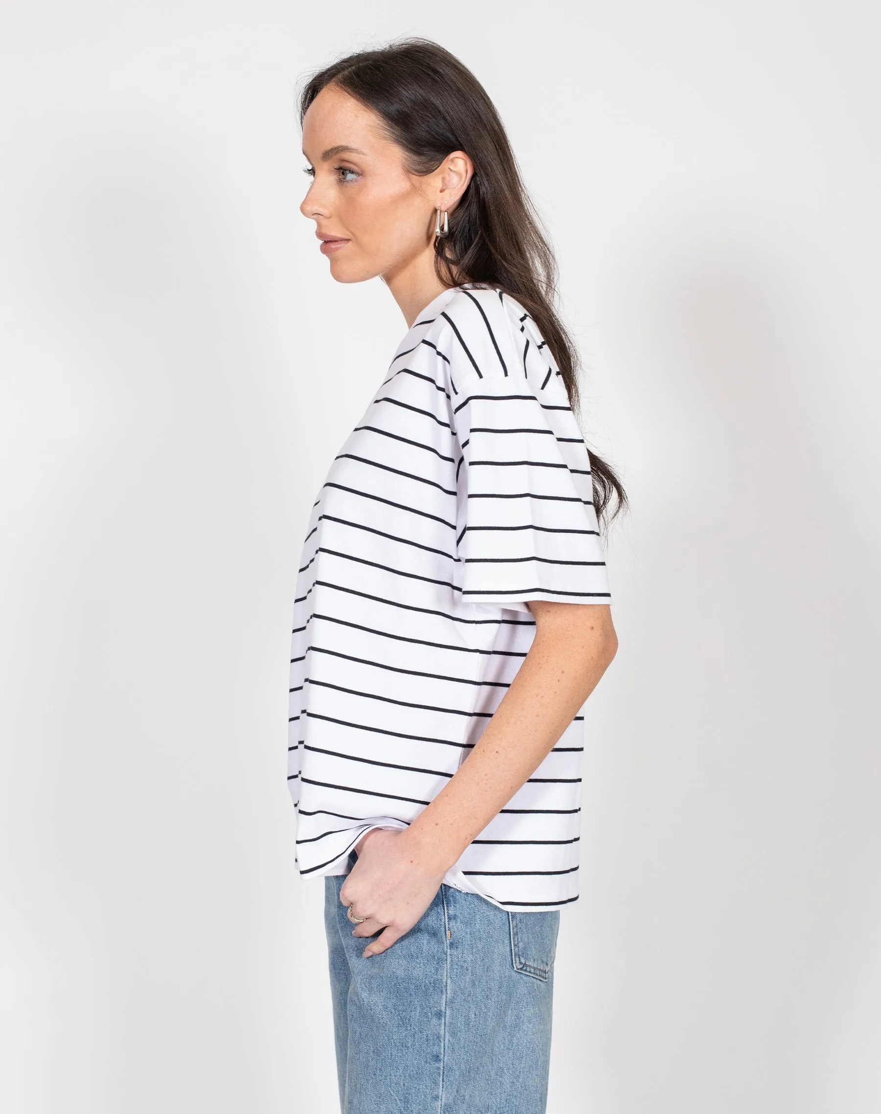 The Boxy Crew Neck Tee | Black Stripe sold by Brunette The Label product image thumbnail 2