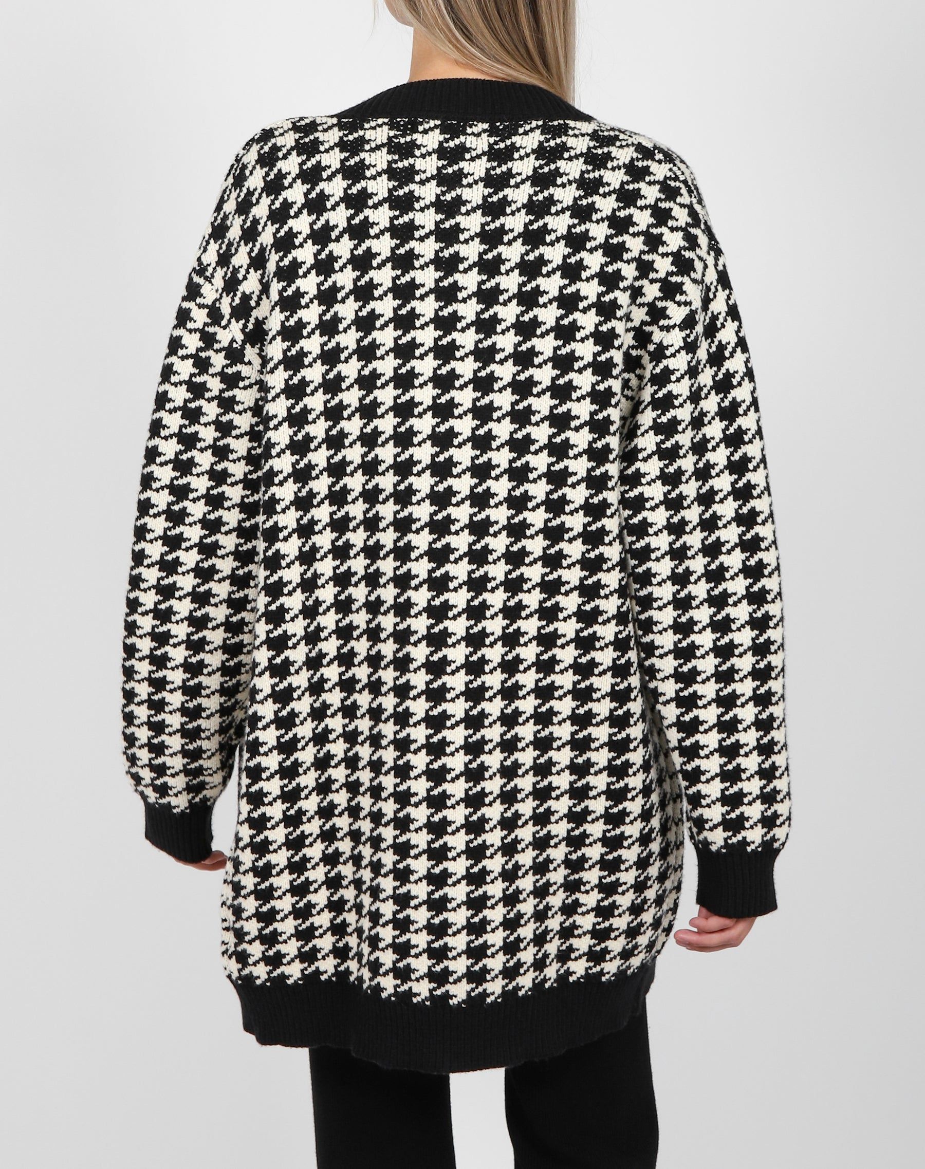 The Houndstooth Oversized Knit Cardigan | Holt Renfrew Pop Up sold by Brunette The Label product image thumbnail 5