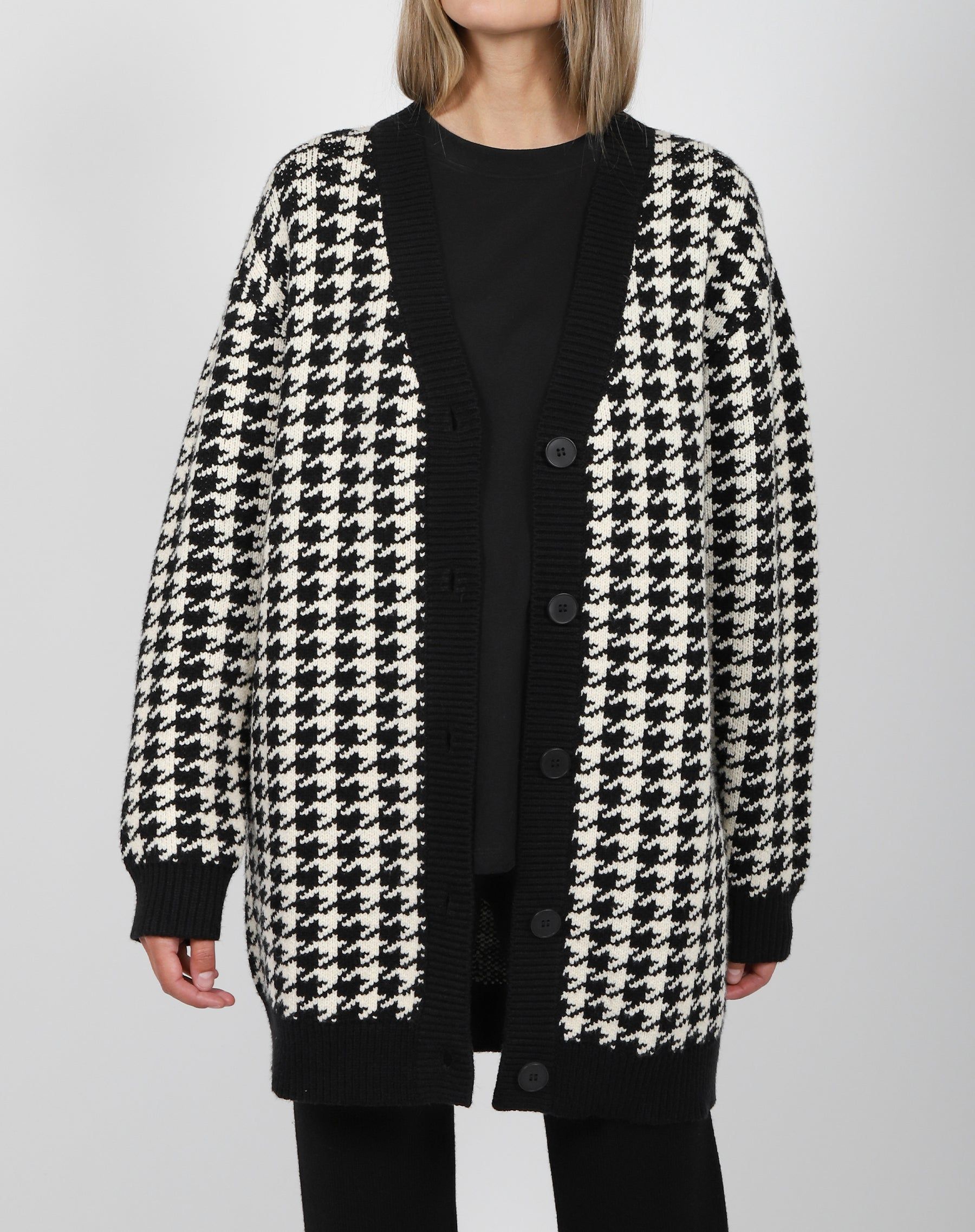 The Houndstooth Oversized Knit Cardigan | Holt Renfrew Pop Up sold by Brunette The Label product image thumbnail 2