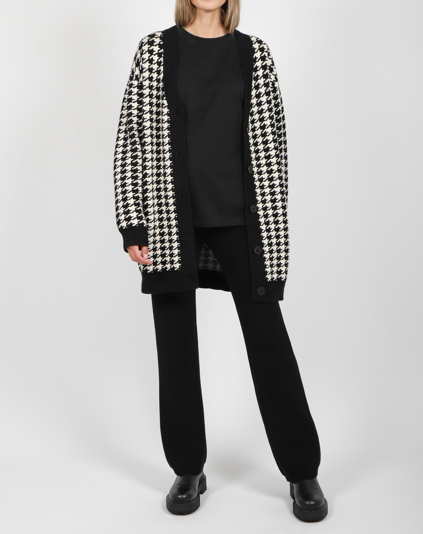 The Houndstooth Oversized Knit Cardigan | Holt Renfrew Pop Up sold by Brunette The Label product image thumbnail 3