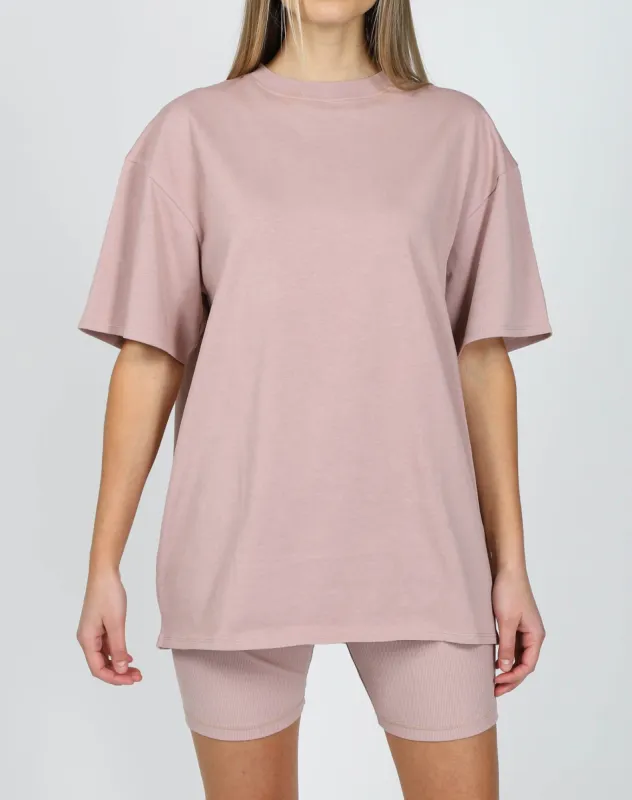 The Oversized Boxy Crew Neck Tee | Pink Smoke sold by Brunette The Label