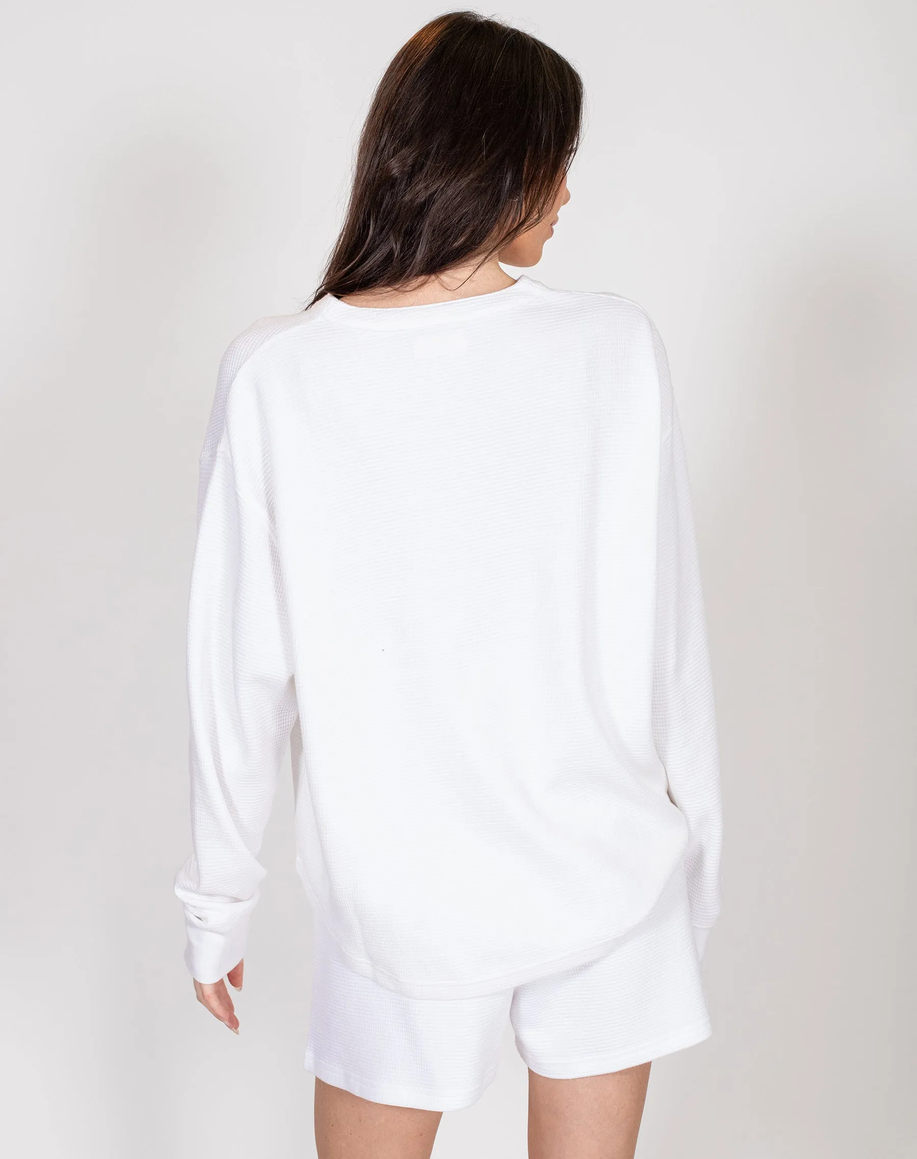 Waffle Henley | White sold by Brunette The Label product image thumbnail 2