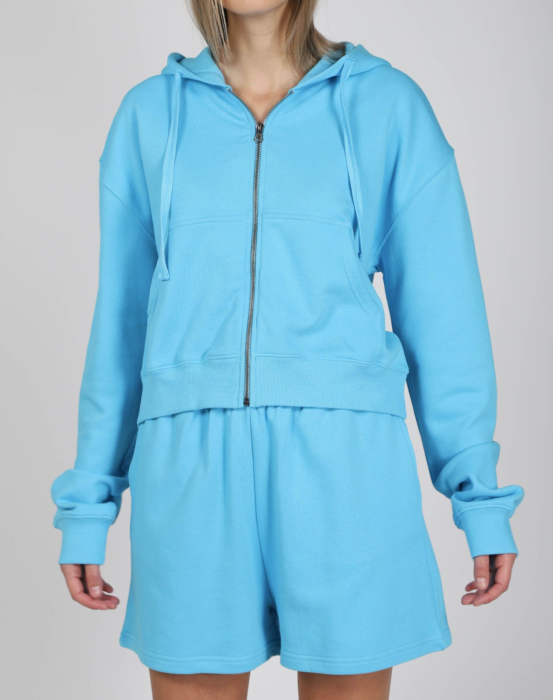 The Mid Sister Full Zip Hoodie | Mediterranean Blue sold by Brunette The Label