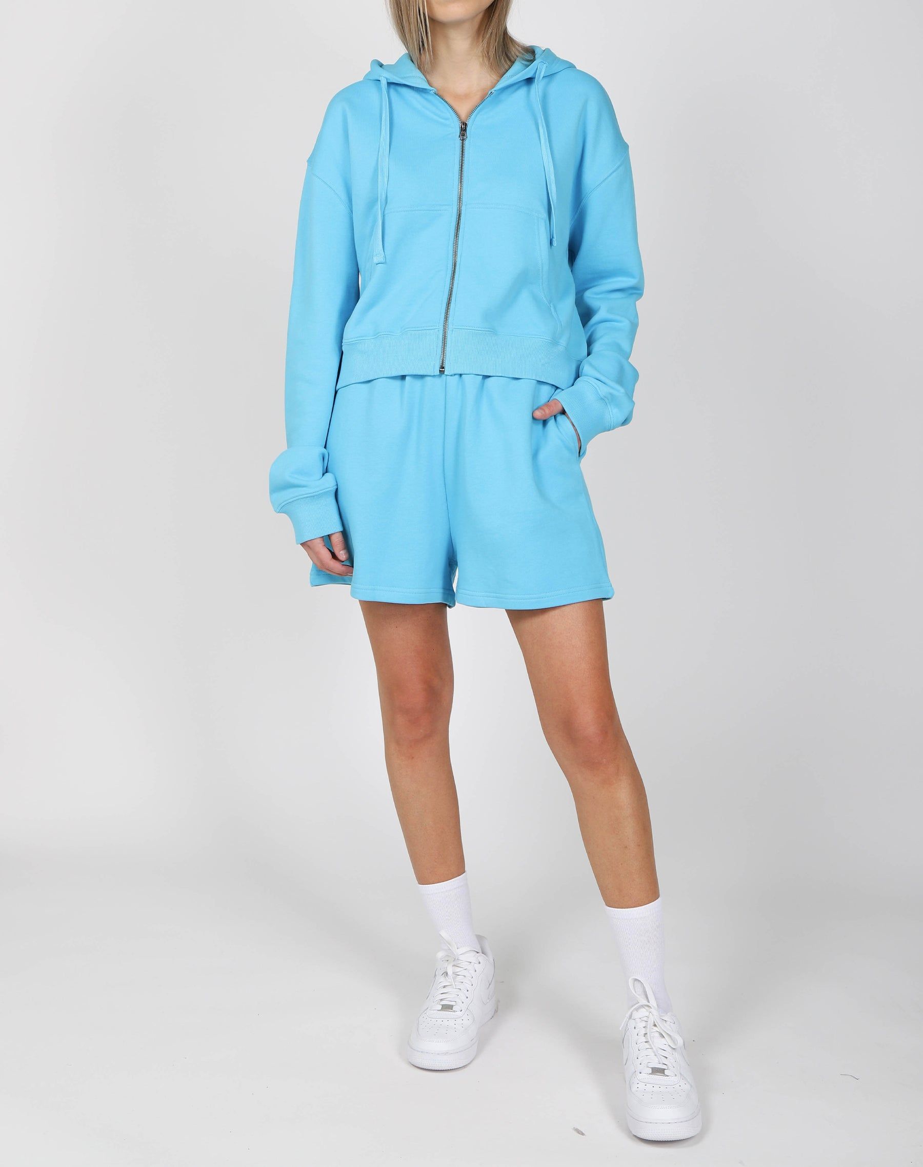 The Mid Sister Full Zip Hoodie | Mediterranean Blue sold by Brunette The Label product image thumbnail 5