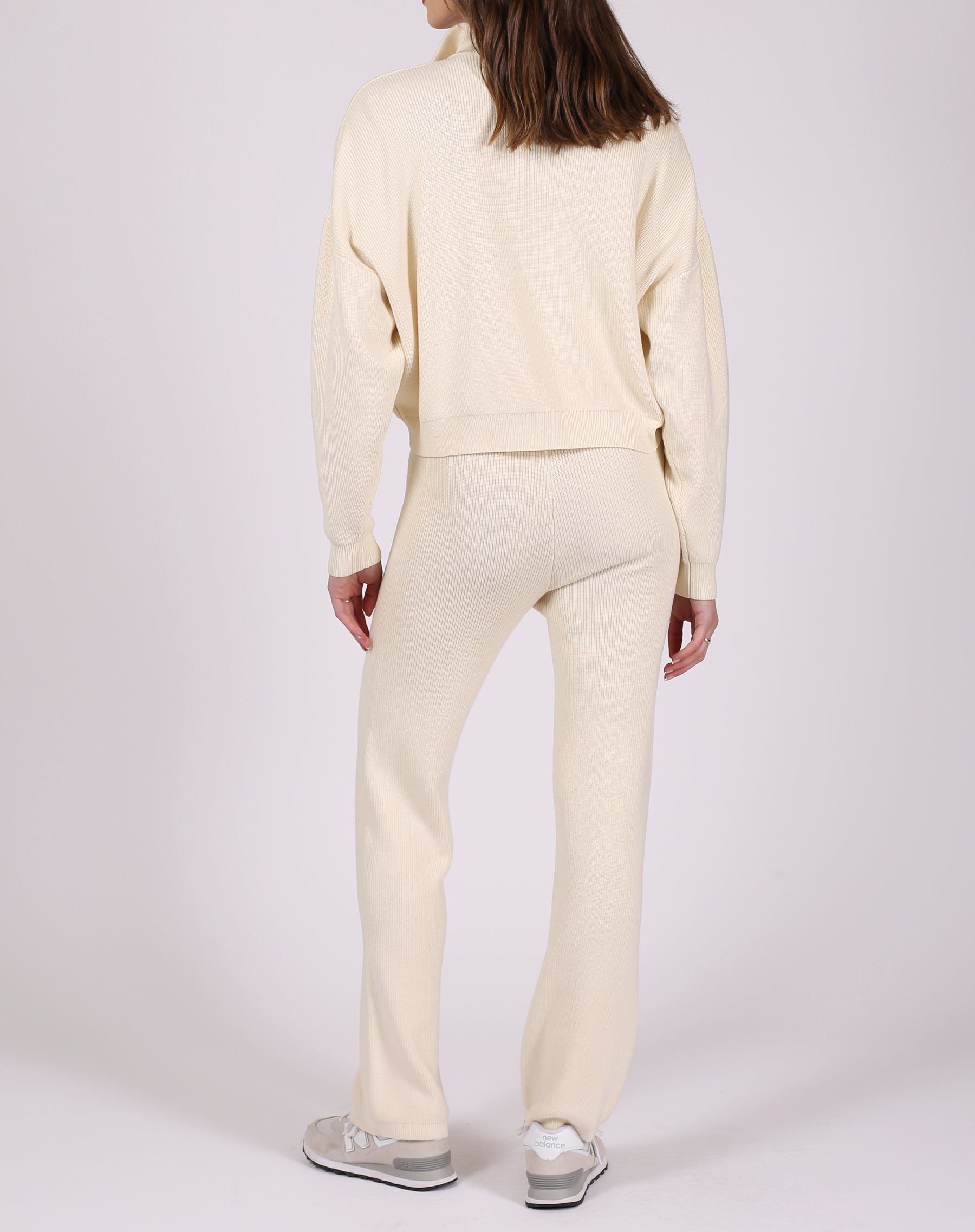 The Ribbed Knit Half-Zip Popover | Cream sold by Brunette The Label product image thumbnail 4