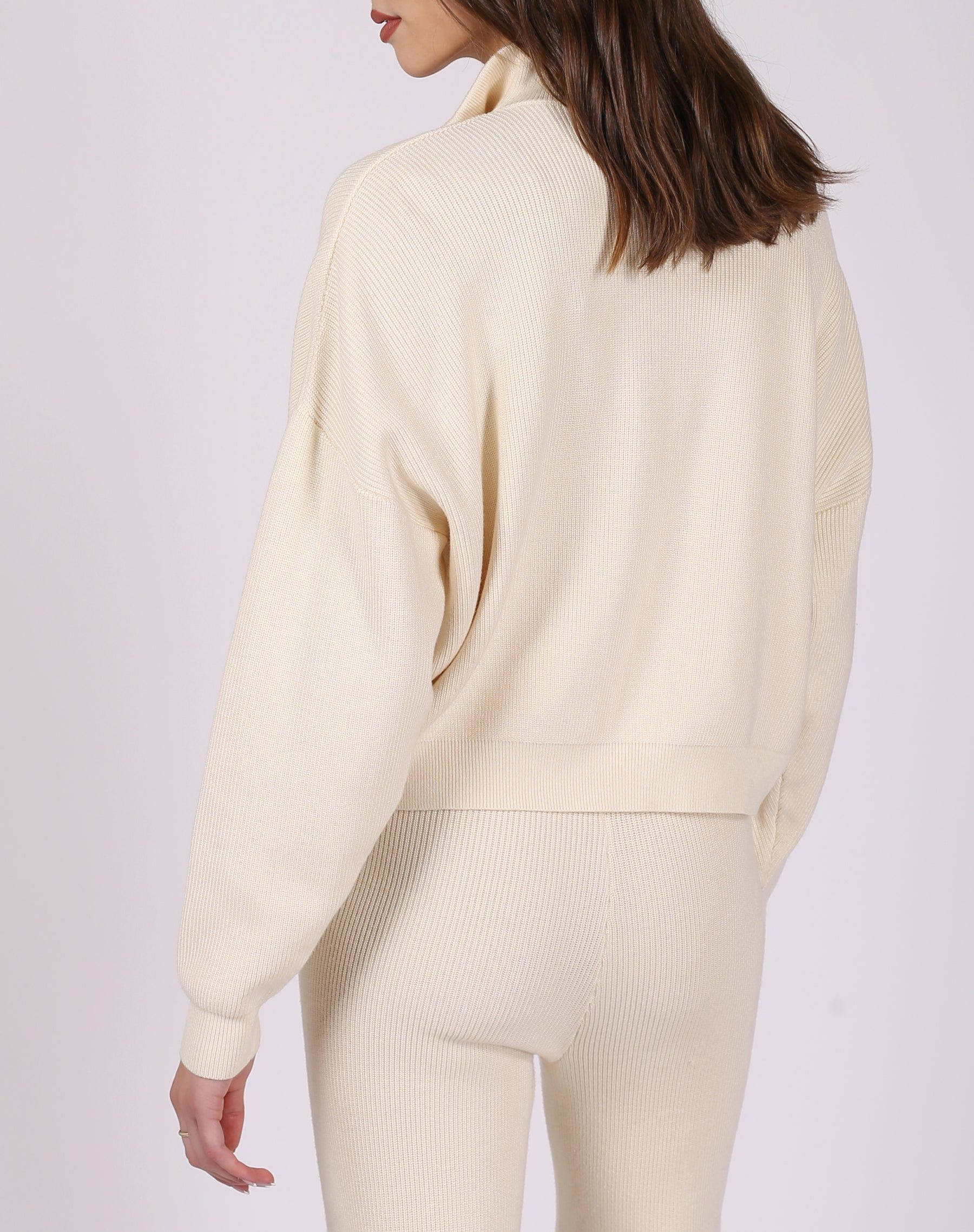 The Ribbed Knit Half-Zip Popover | Cream sold by Brunette The Label product image thumbnail 5