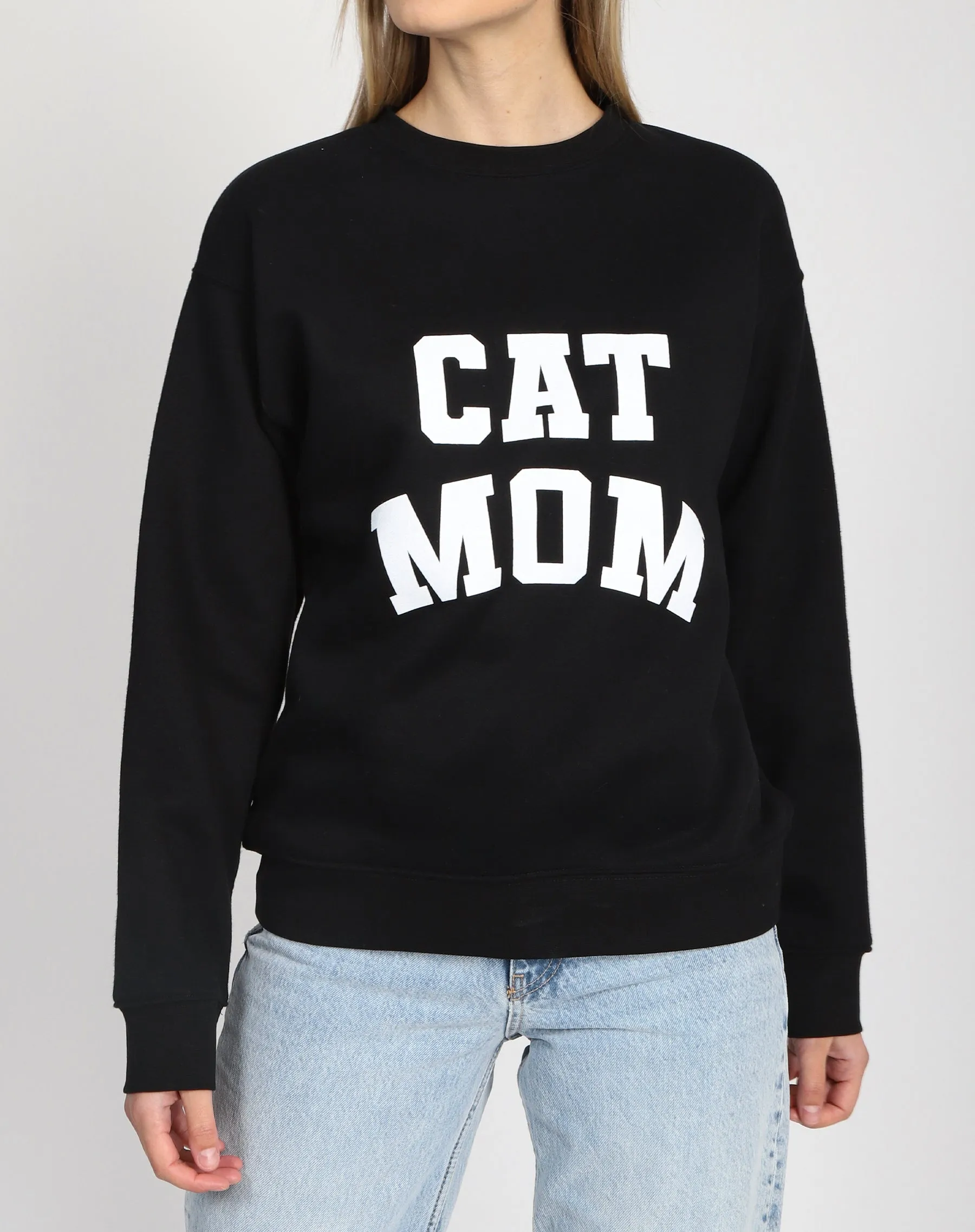 The "CAT MOM" Classic Crew Neck Sweatshirt | Black sold by Brunette The Label