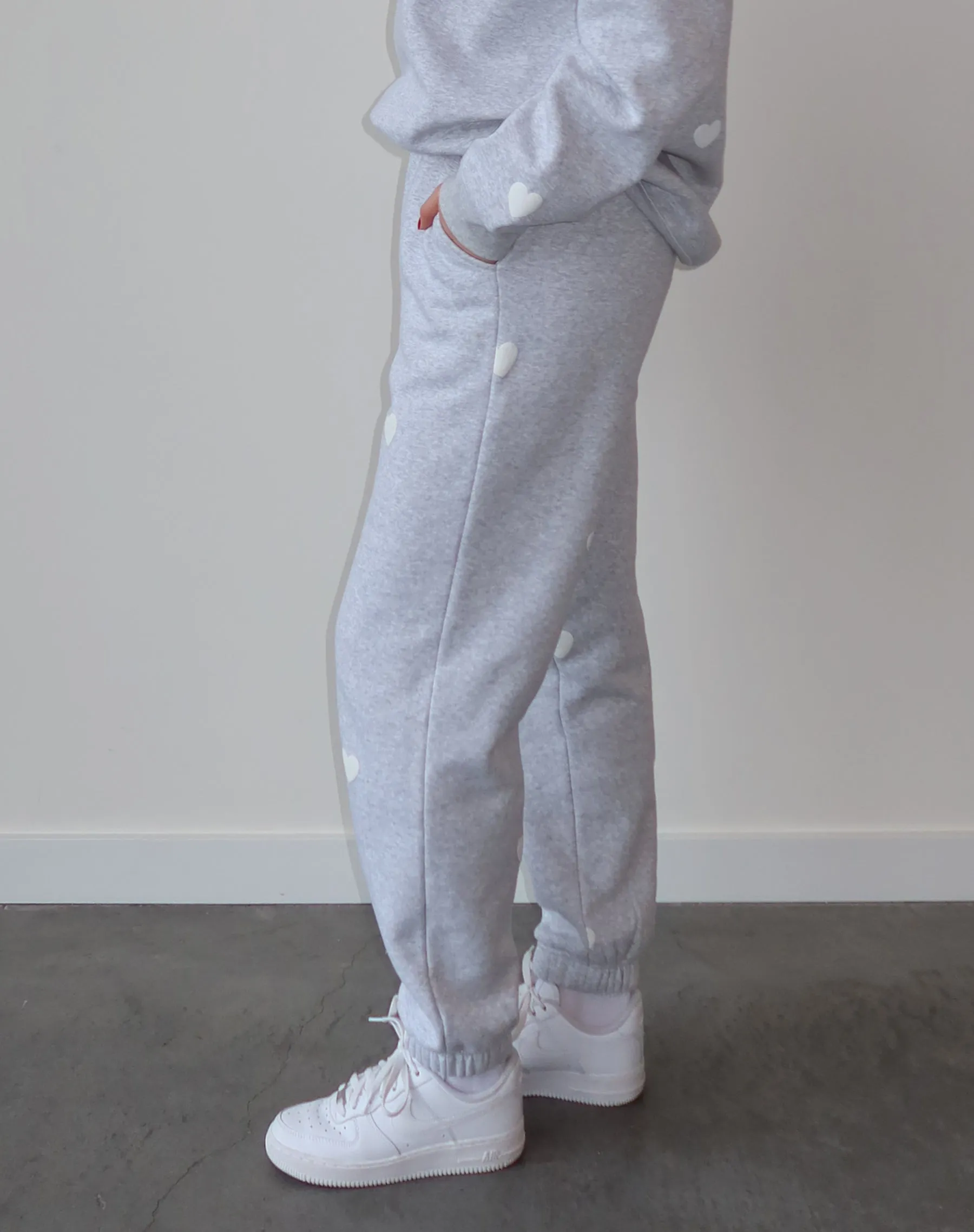 The "ALL OVER HEART" Oversized Joggers | Pebble Grey & White sold by Brunette The Label product image thumbnail 2