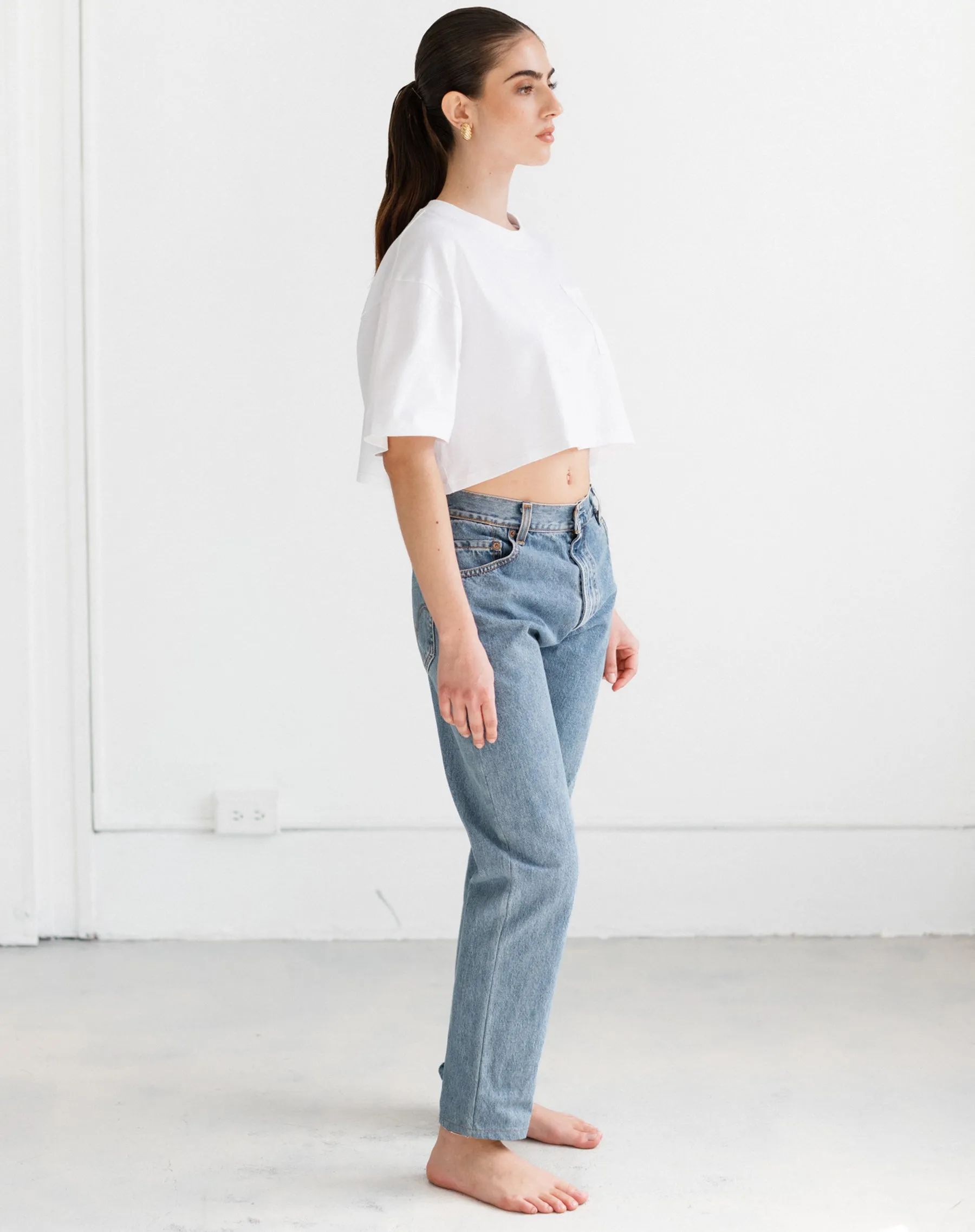 Super Crop Boxy Tee | White sold by Brunette The Label product image thumbnail 3