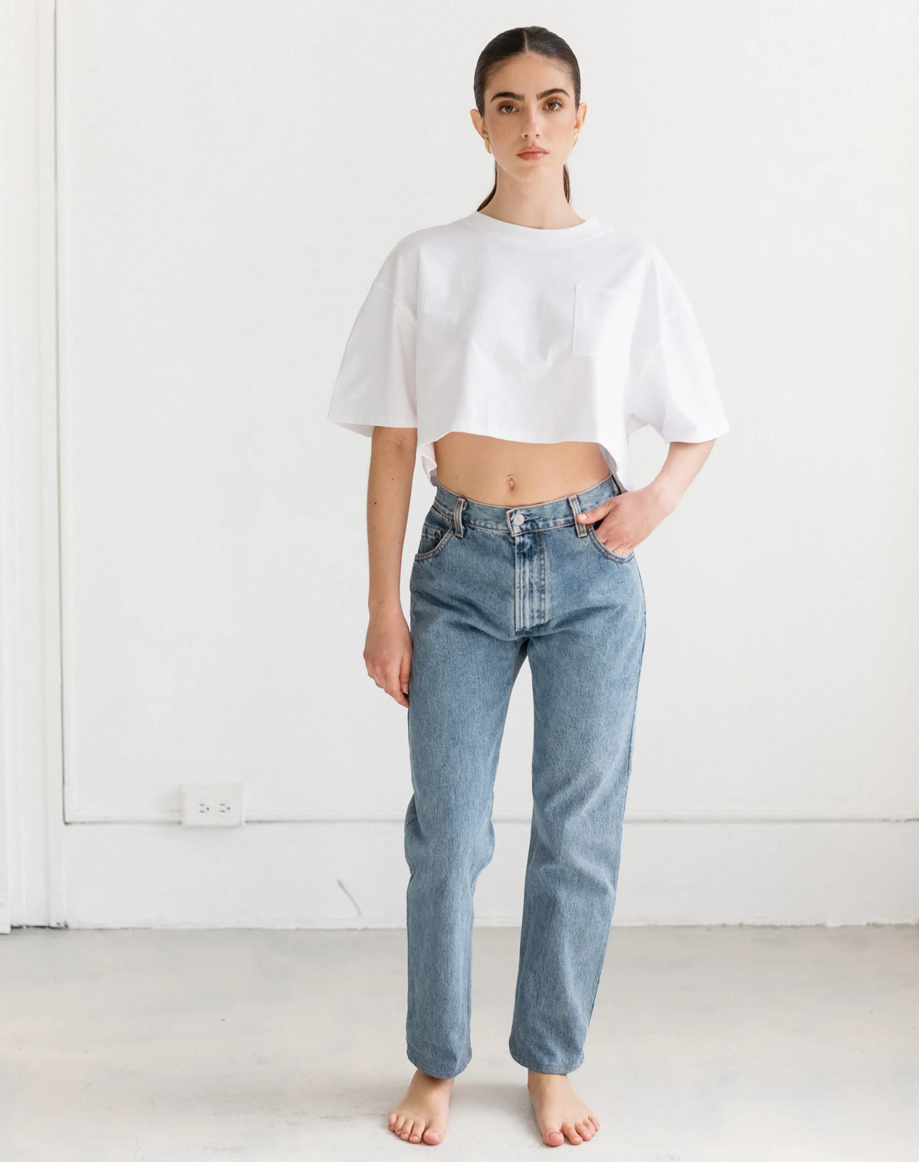 Super Crop Boxy Tee | White sold by Brunette The Label product image thumbnail 2