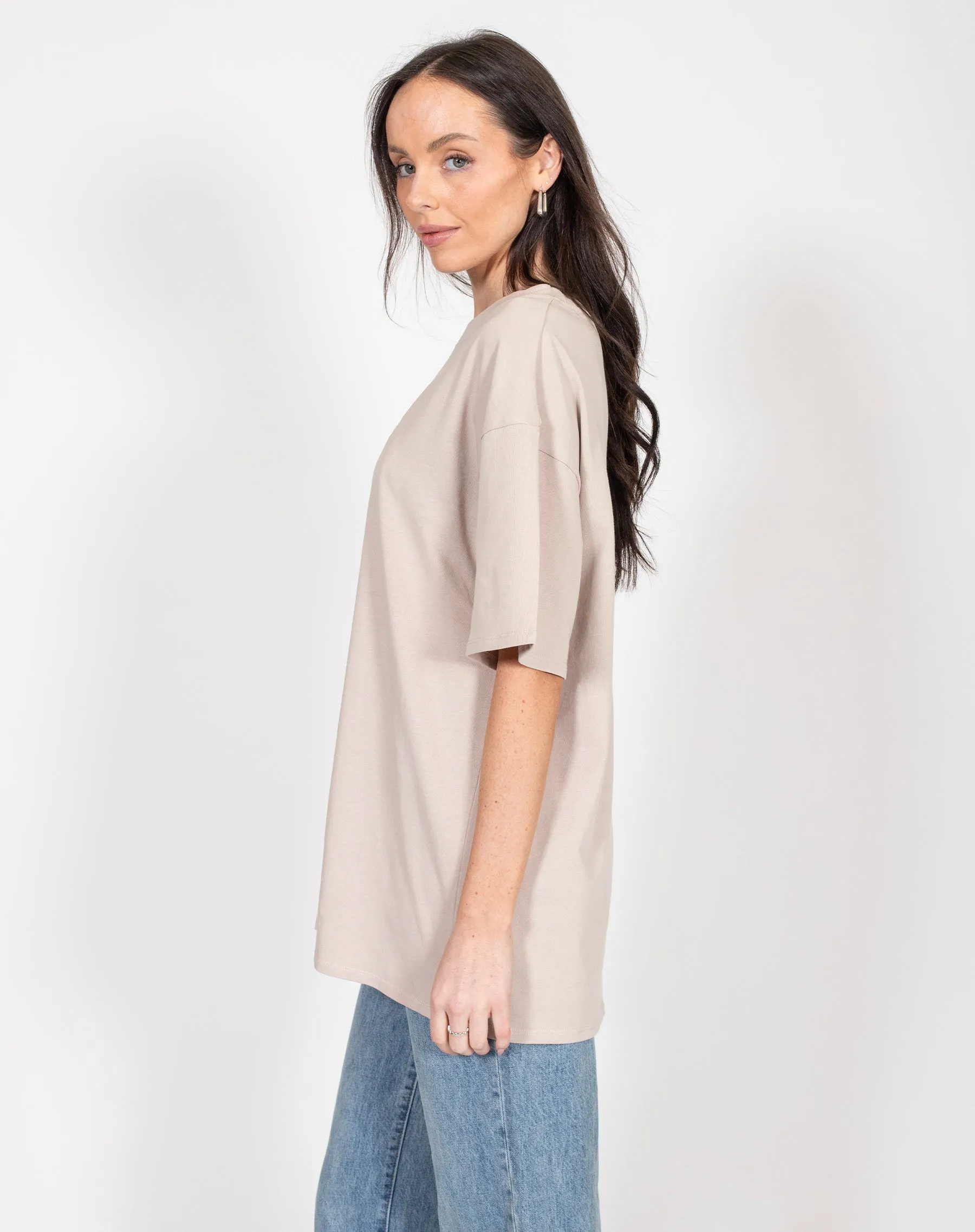 The Oversized Boxy Crew Neck Tee | Oyster sold by Brunette The Label product image thumbnail 2