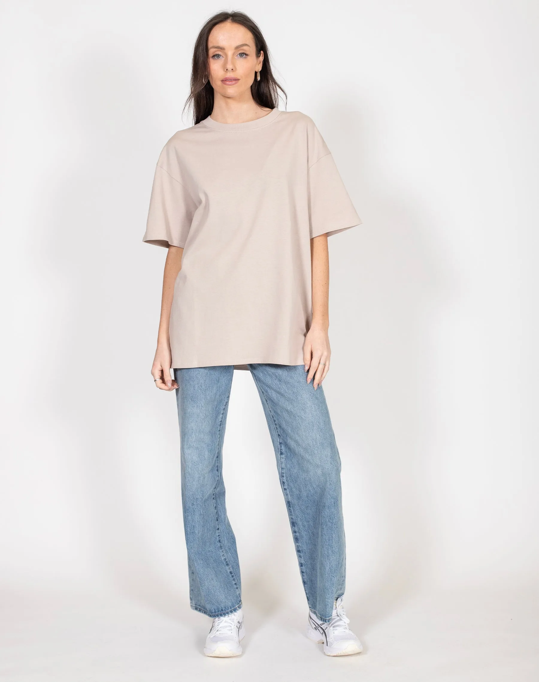 The Oversized Boxy Crew Neck Tee | Oyster sold by Brunette The Label product image thumbnail 4