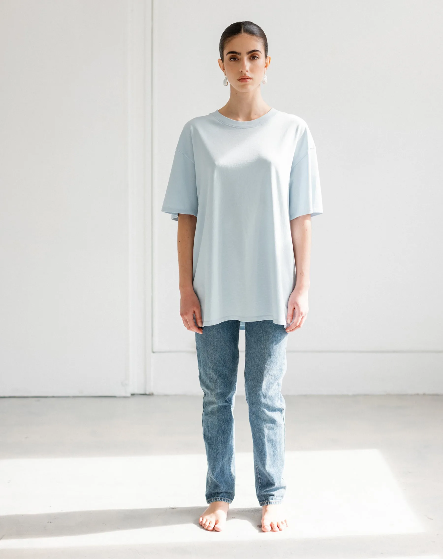 Oversized Boxy Tee | Denim sold by Brunette The Label product image thumbnail 2