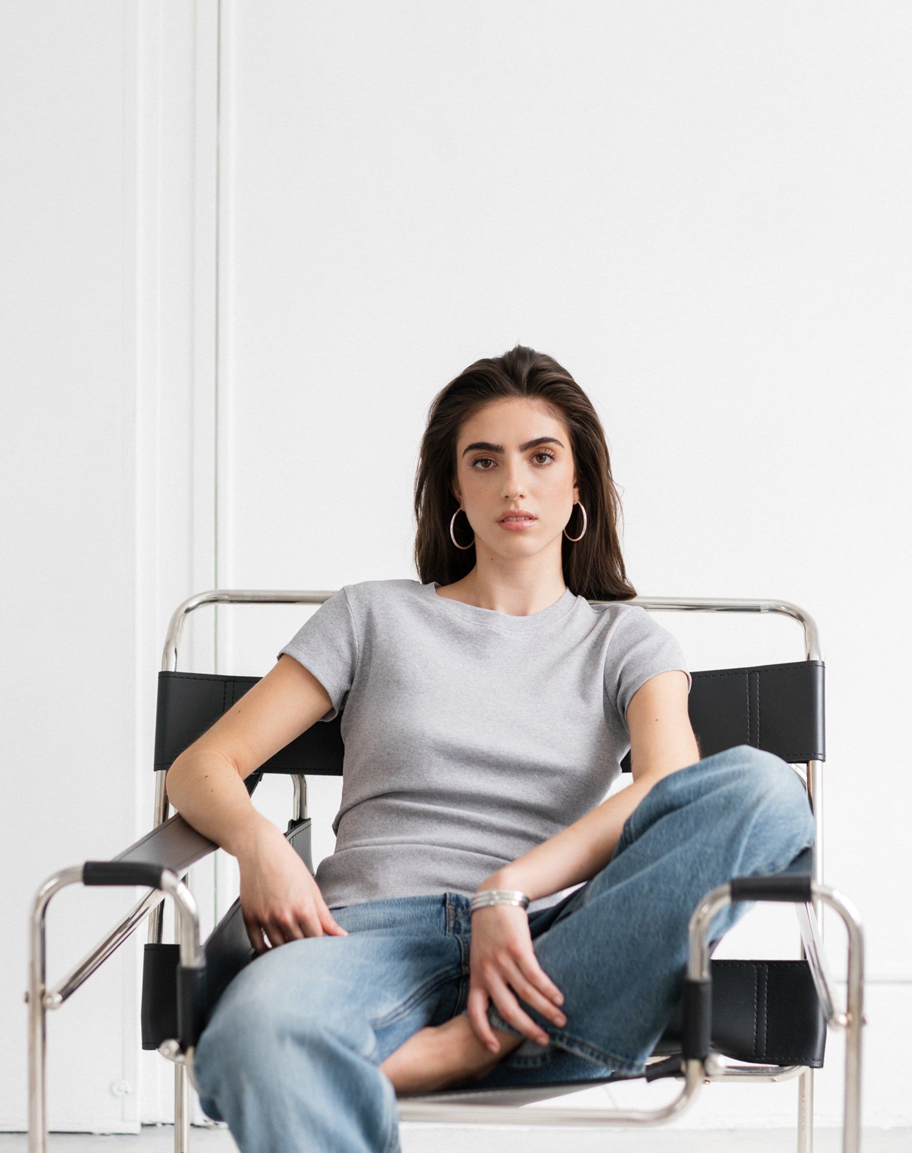 The Ribbed Fitted Tee | Classic Grey sold by Brunette The Label product image thumbnail 2