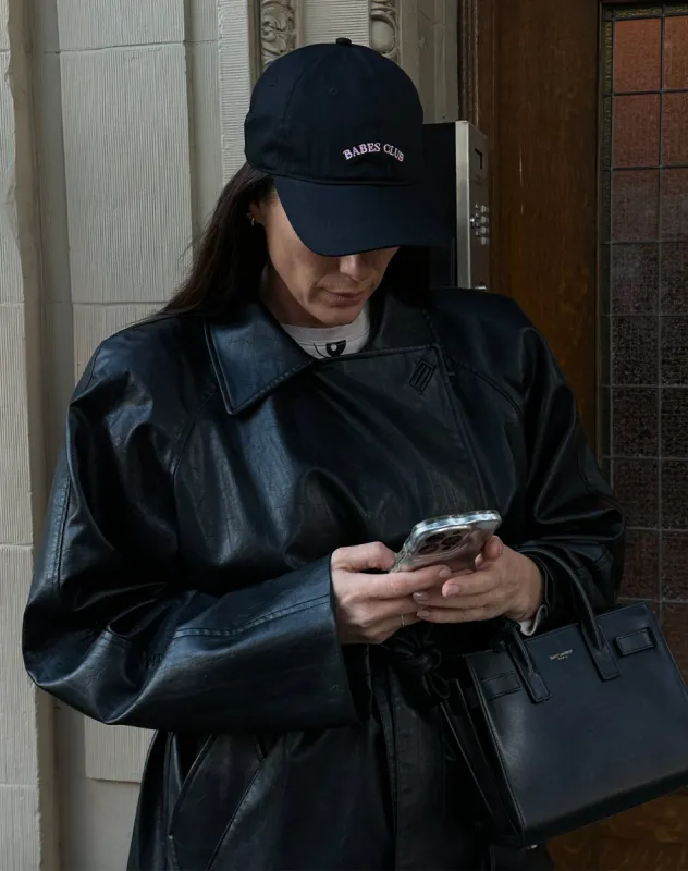 'Babes Club' Baseball Cap | Black With Bubblegum sold by Brunette The Label