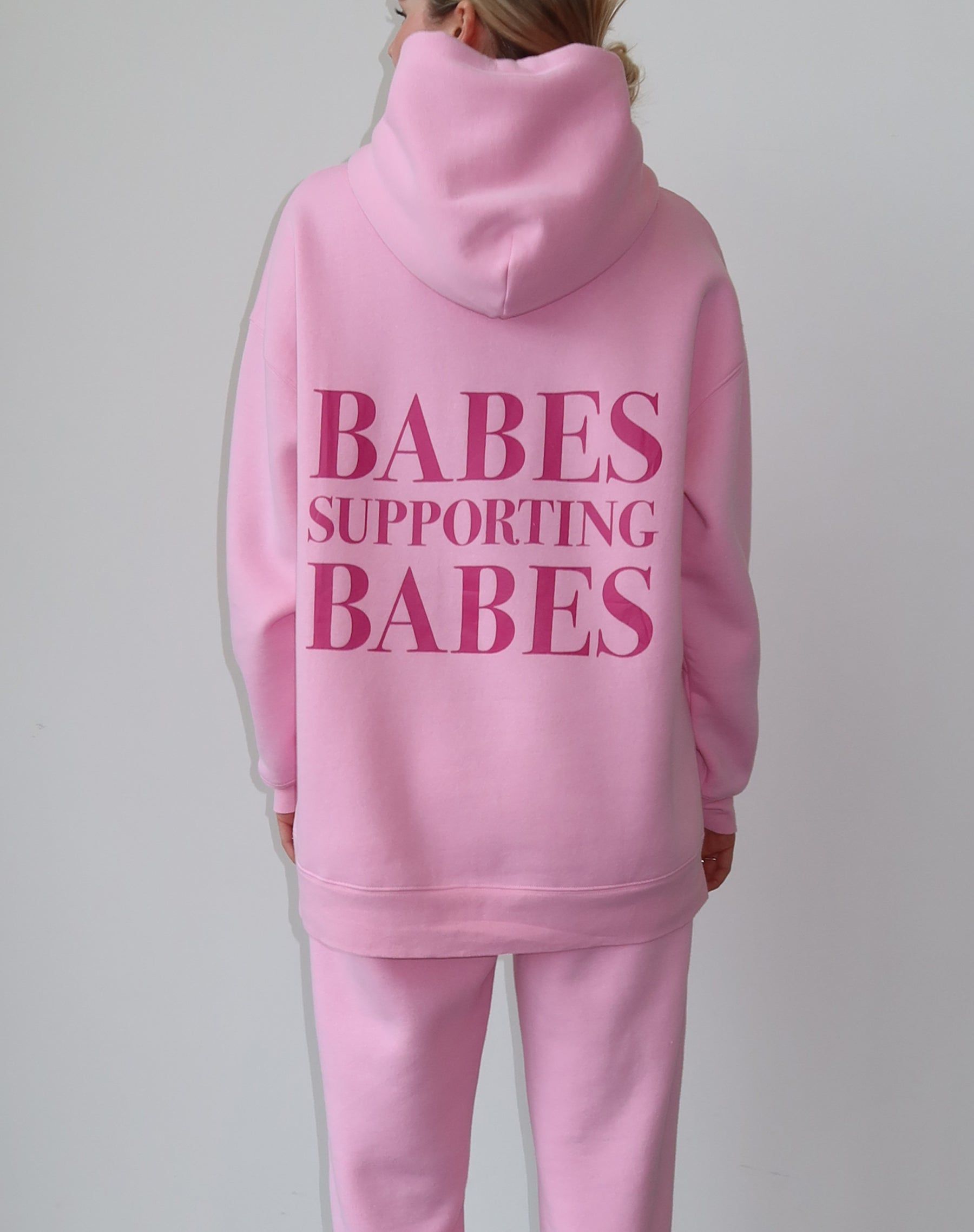 The "BABES SUPPORTING BABES" Big Sister Hoodie | Baby Pink & Hot Pink sold by Brunette The Label product image thumbnail 2