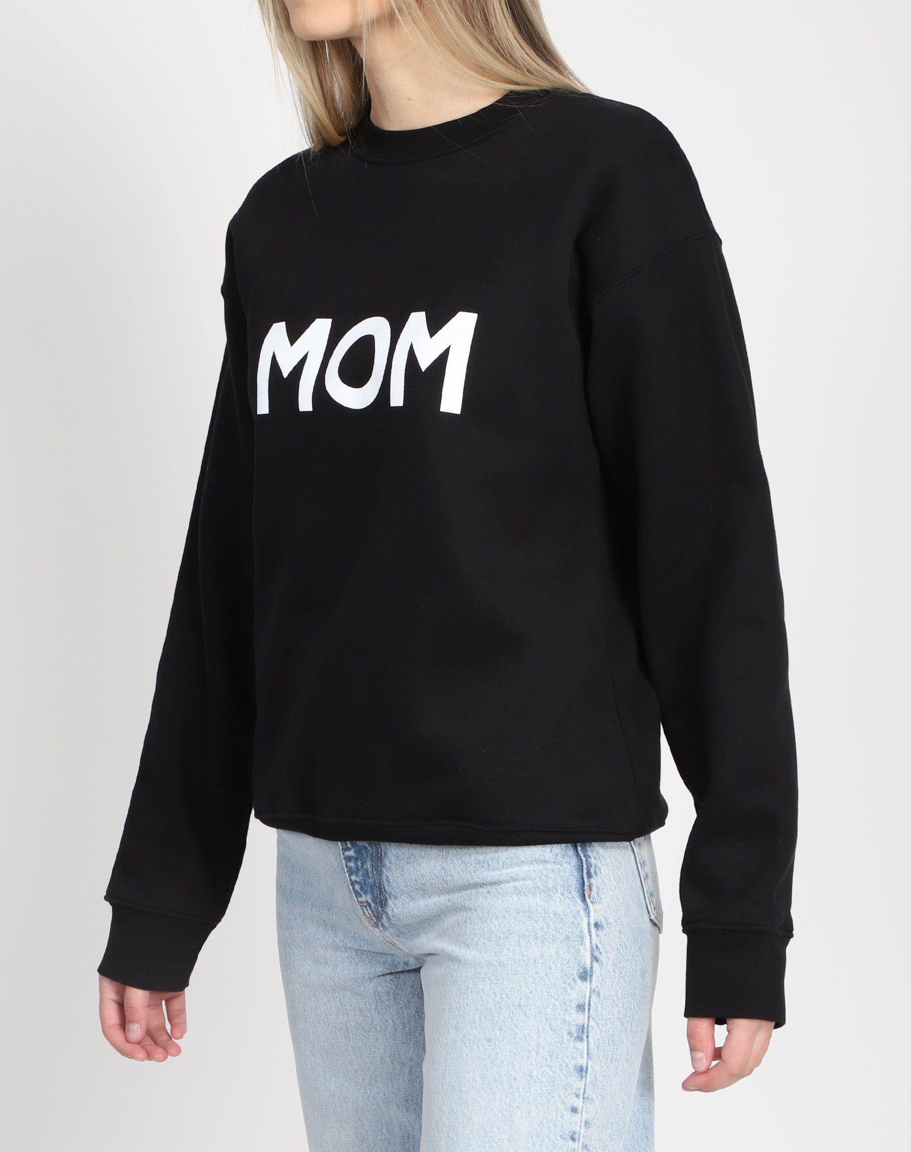 The "MOM" Classic Crew Neck Sweatshirt | Black sold by Brunette The Label product image thumbnail 3