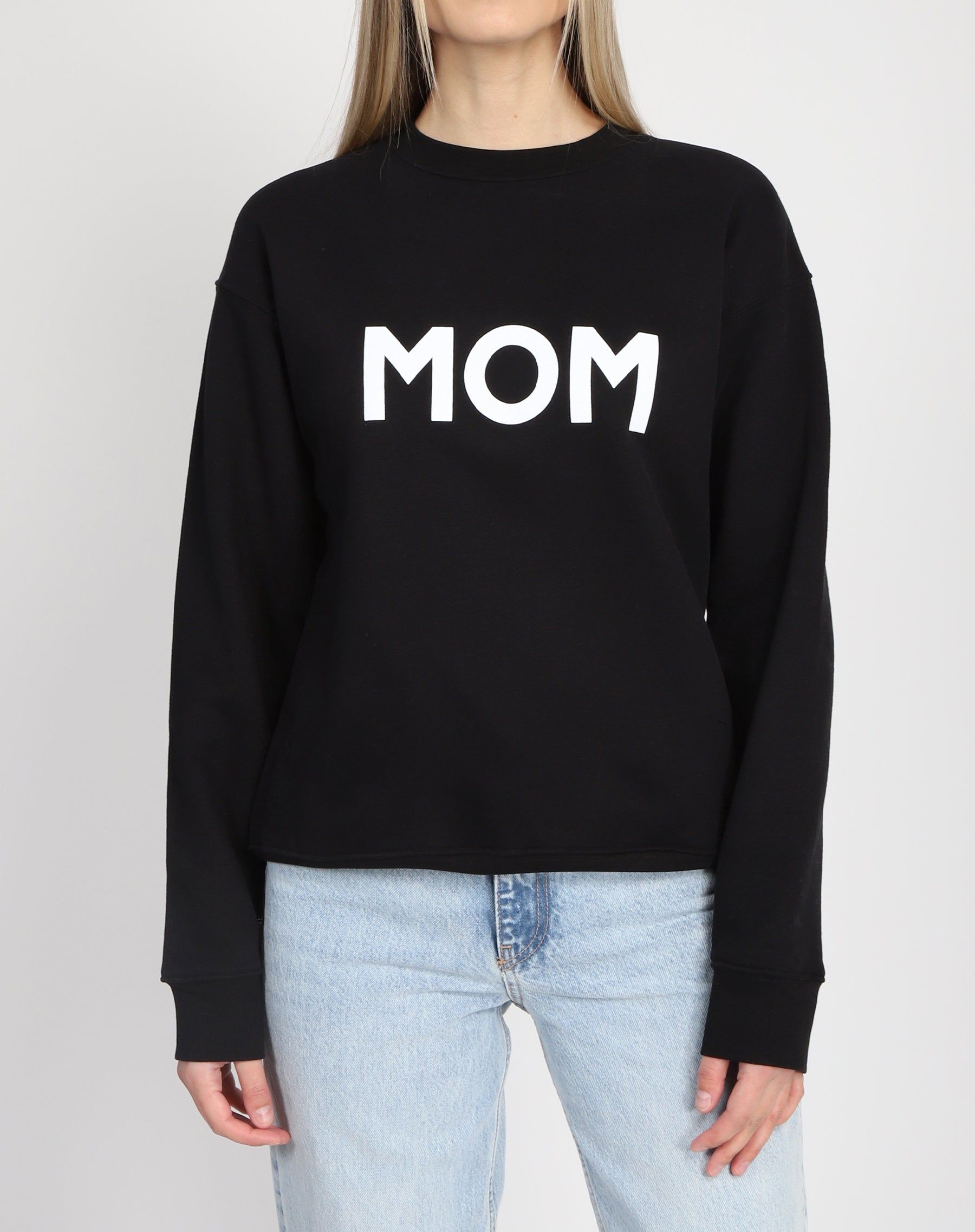 The "MOM" Classic Crew Neck Sweatshirt | Black sold by Brunette The Label