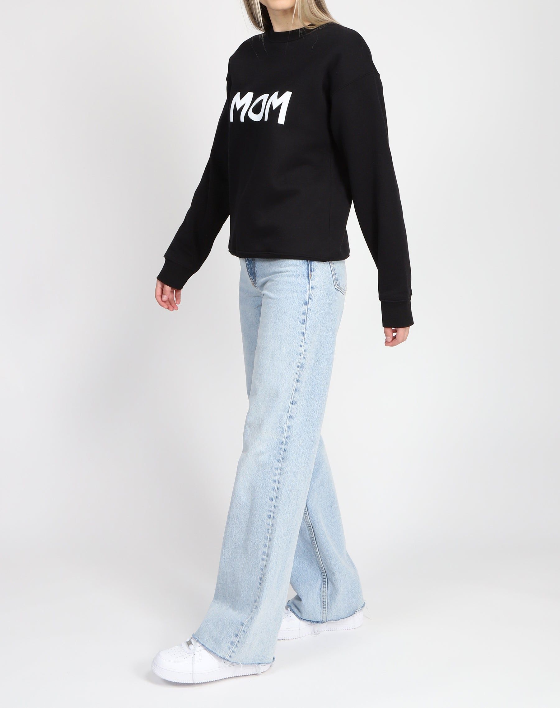 The "MOM" Classic Crew Neck Sweatshirt | Black sold by Brunette The Label product image thumbnail 5
