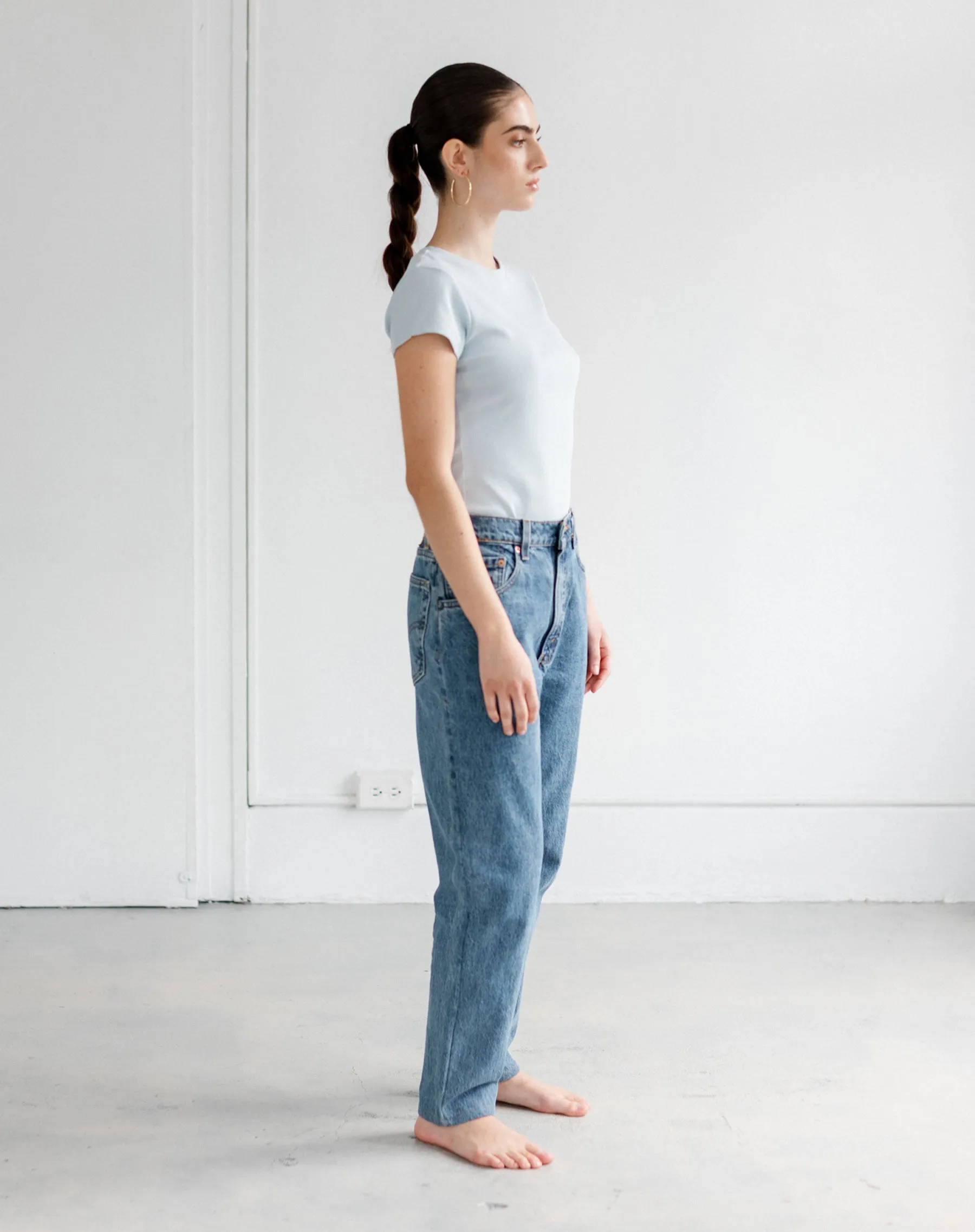 Ribbed Tee | Denim sold by Brunette The Label product image thumbnail 4