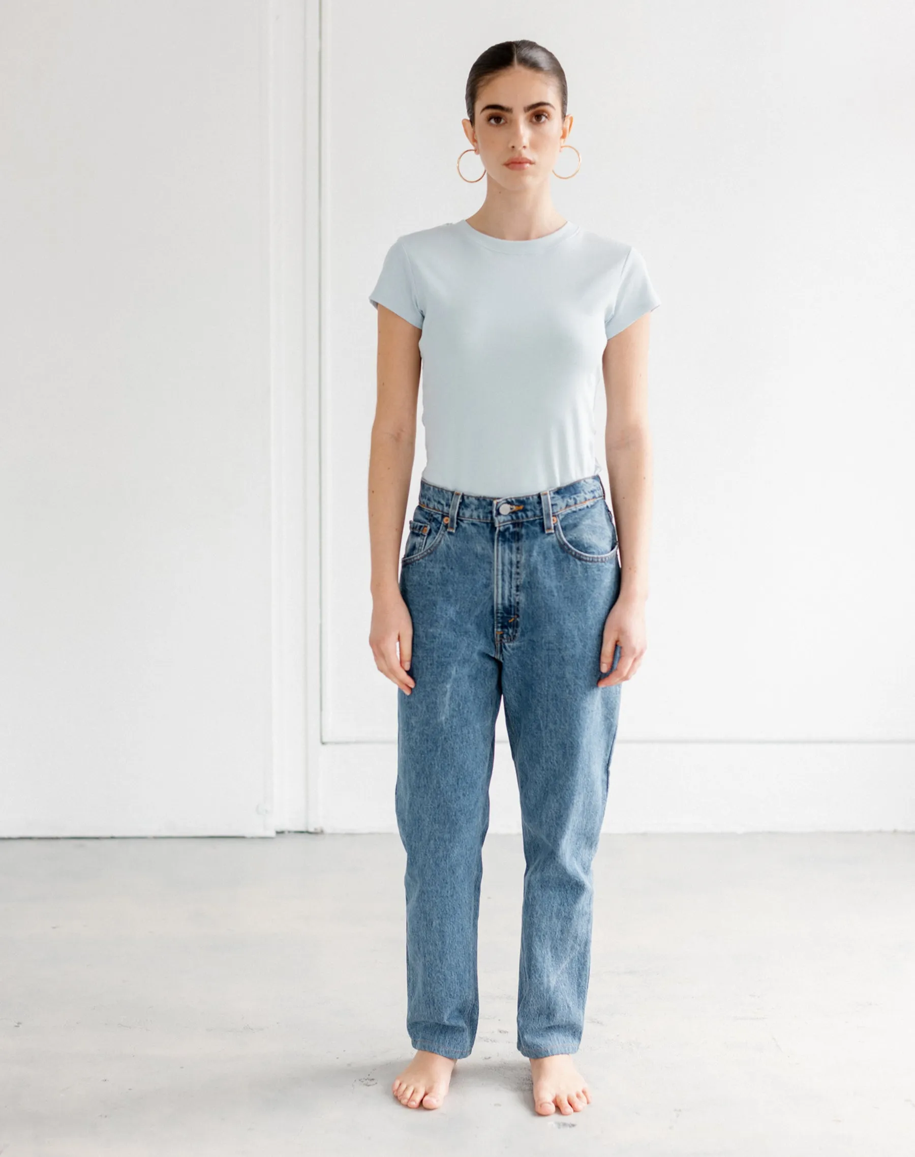 Ribbed Tee | Denim sold by Brunette The Label product image thumbnail 3