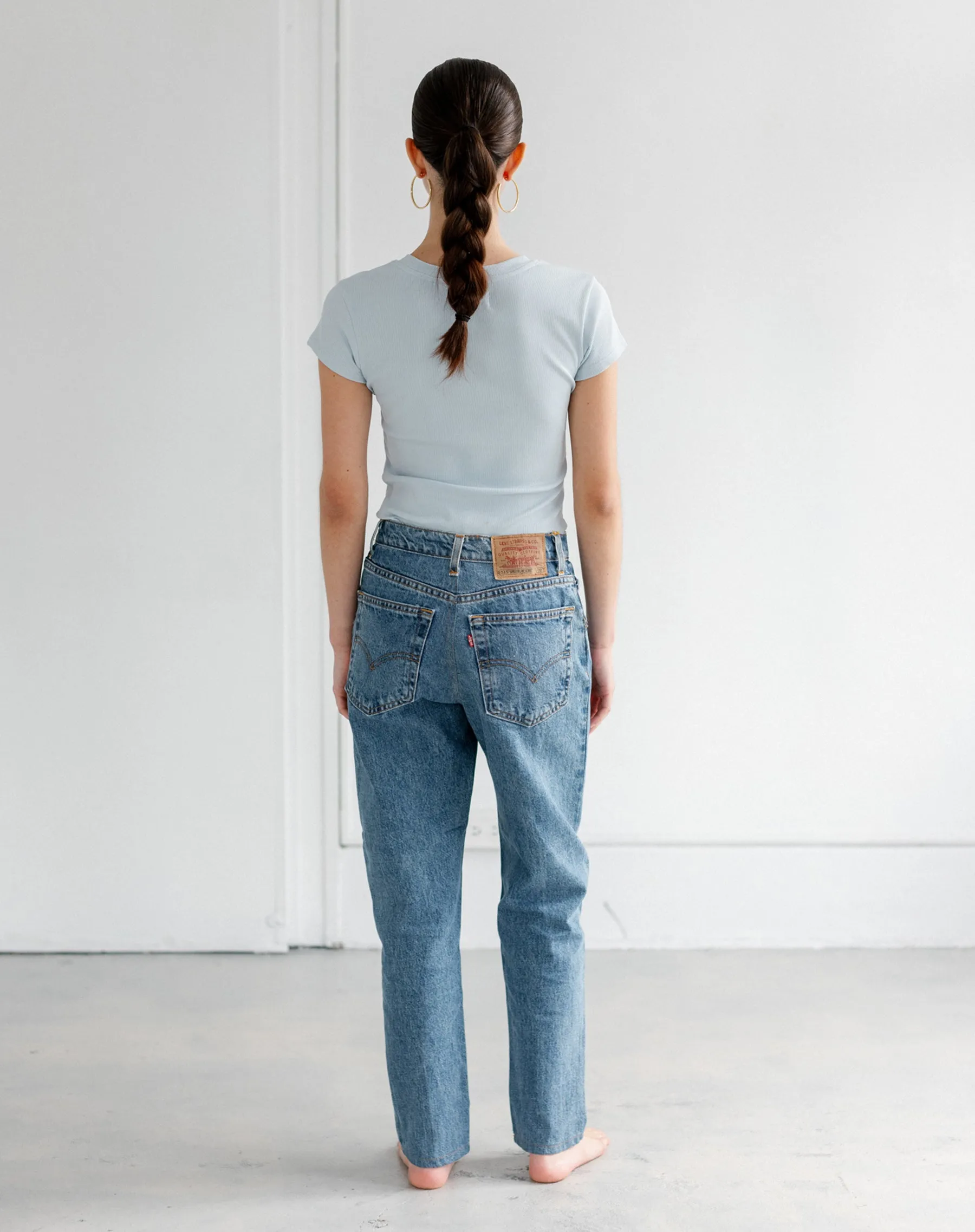 Ribbed Tee | Denim sold by Brunette The Label product image thumbnail 5